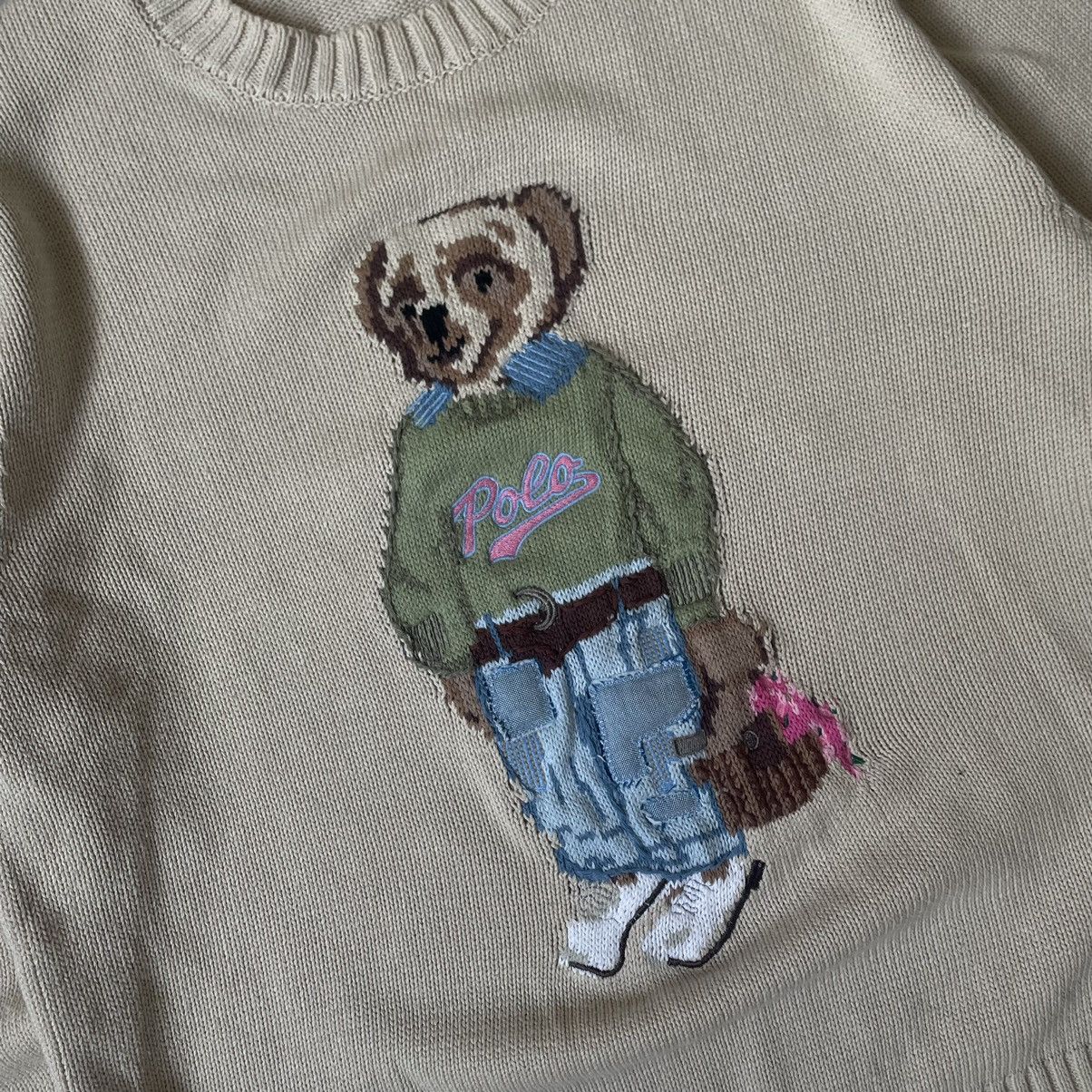 Polo Ralph Lauren × Ralph Lauren × Vintage Polo Ralph Lauren Polo Bear Knit Sweatr Begie Size L / US 10 / IT 46 - 2 Thumbnail