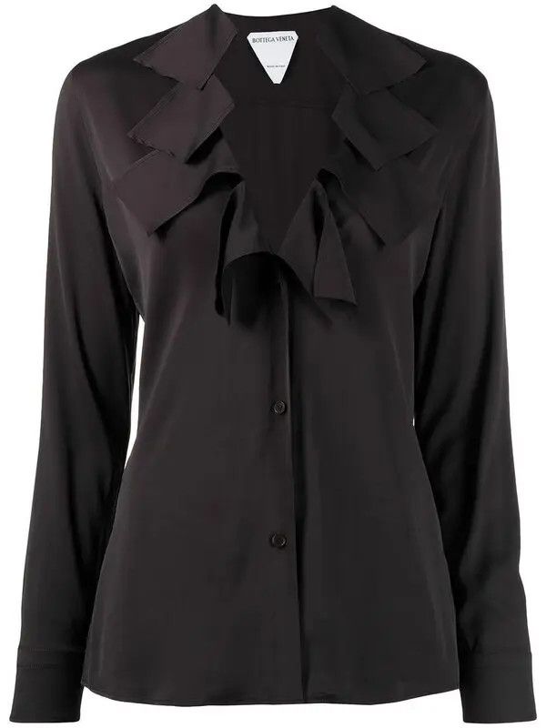 Bottega Veneta o1y0725 Solid Color Shirt in Black Size S / US 4 / IT 40 - 1 Thumbnail