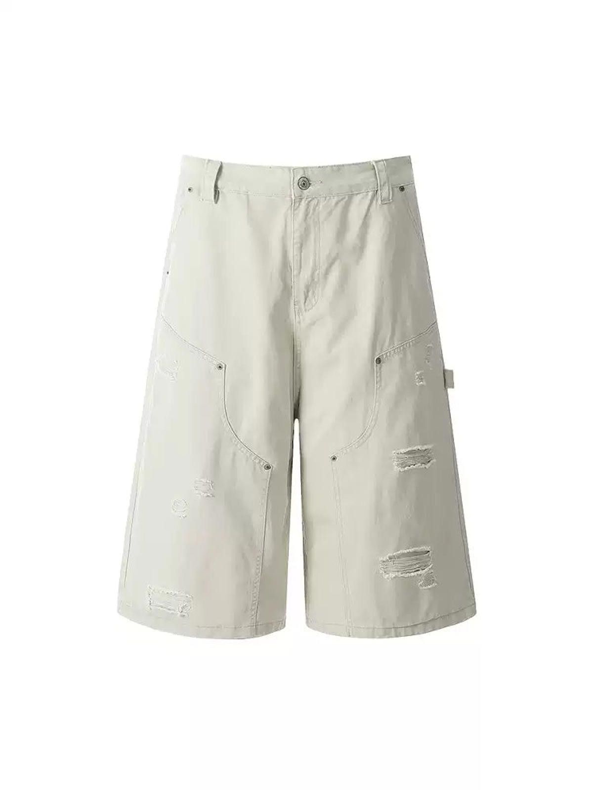 Jean Washed Destroyed Lumberjack Cargo Shorts | Relaxed 7/10 Cut Size US 33 - 5 Thumbnail