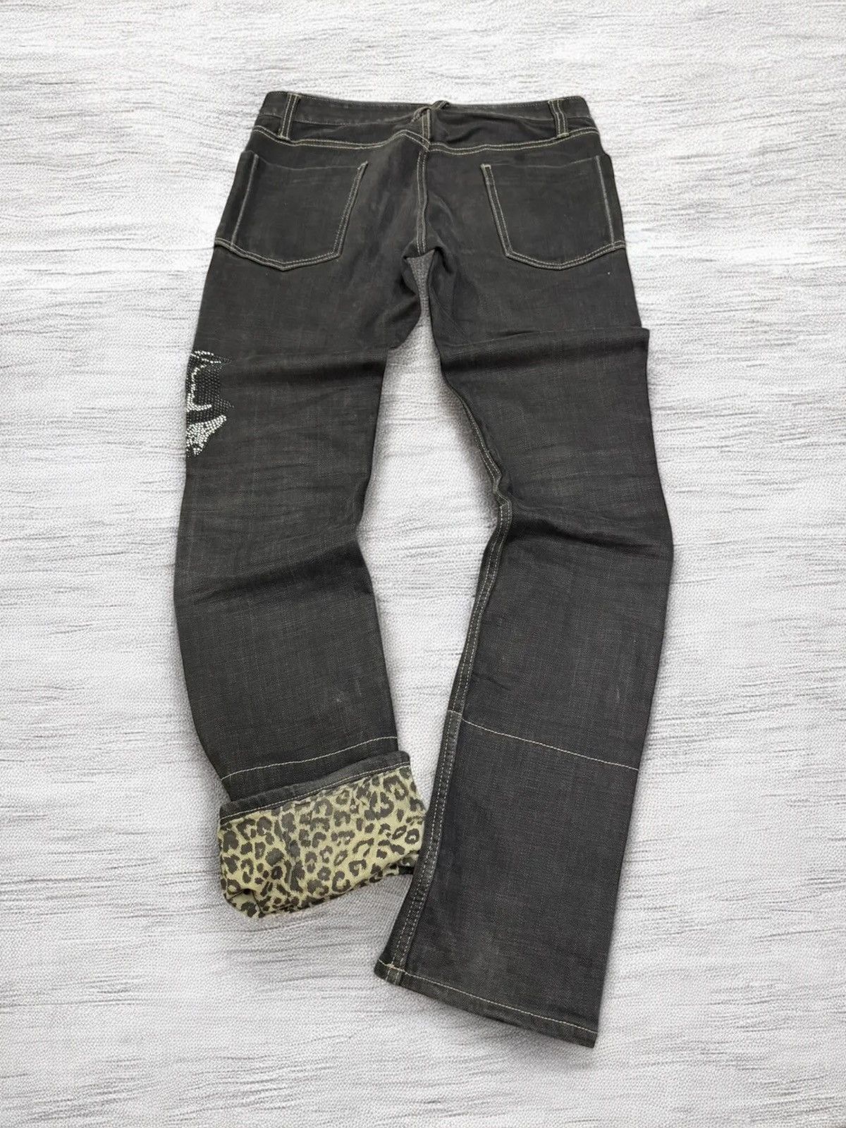 PPFM PPFM LEOPARD DESIGN SWAROVSKI ZIPPER DENIM JEANS Size US 32 / EU 48 - 2 Thumbnail