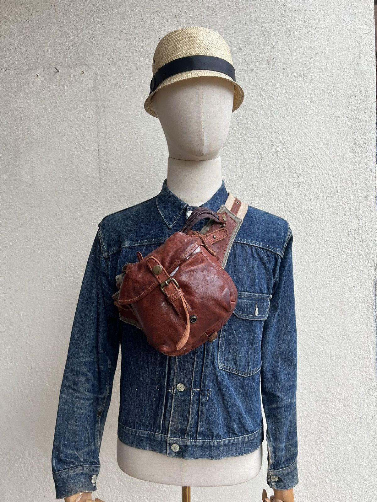 Leather Vintage Tough JeansSmith Military Surplus Patina Leather Bag Size ONE SIZE - 2 Thumbnail