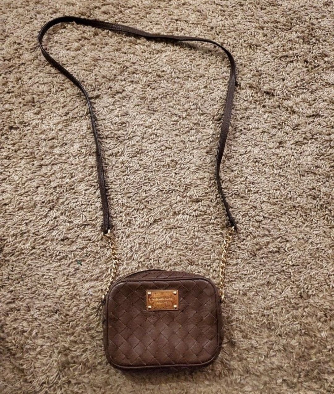 Michael Kors Vintage Michael Kors Brown Woven Leather Crossbody Purse Size ONE SIZE - 1 Thumbnail
