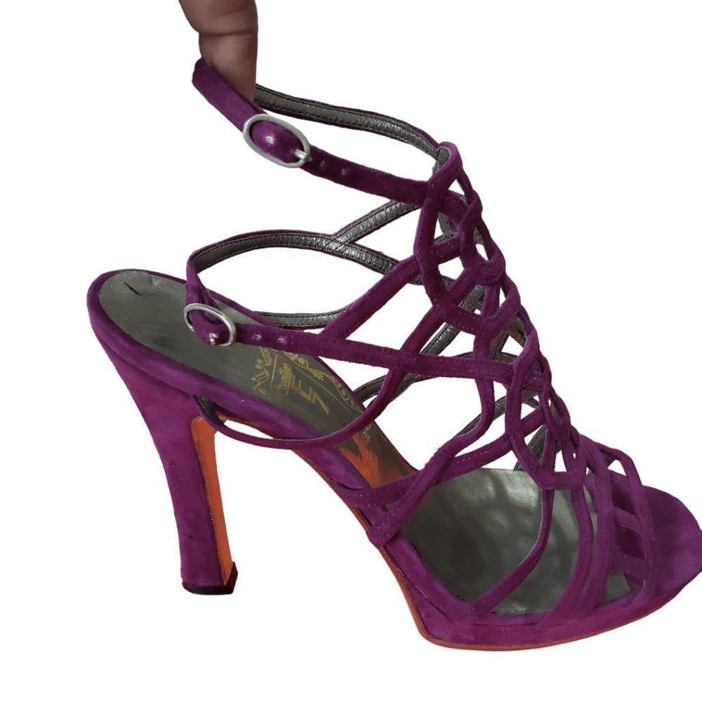 Designer CT1599b Ladies Purple Strappy Sandals Size 7 High Heels Size US 7 / IT 37 - 5 Thumbnail