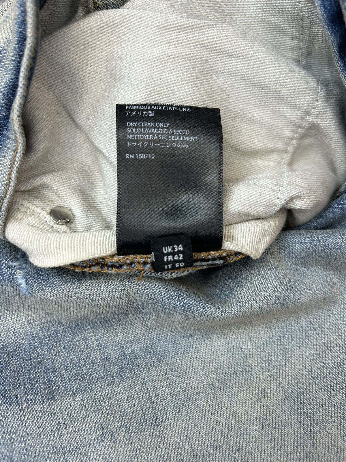AMIRI MX1 CRACKED PAINT JEANS - CLAY INDIGO/PINK