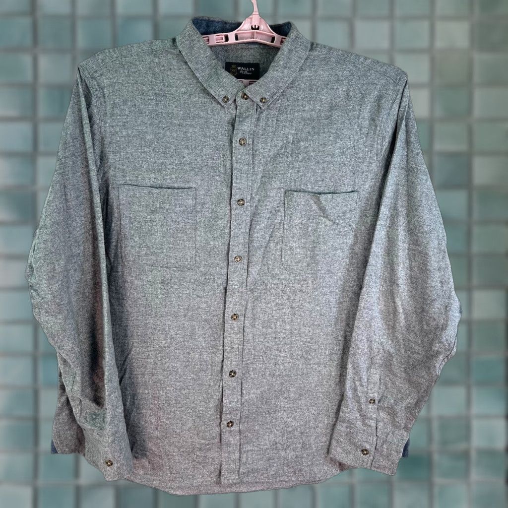 Vintage Wallin & Bros Shirt Men 2XL Gray Flannel Long Sleeve Button-Down Cotton Solid Mens Size US XXL / EU 58 / 5 - 1 Thumbnail