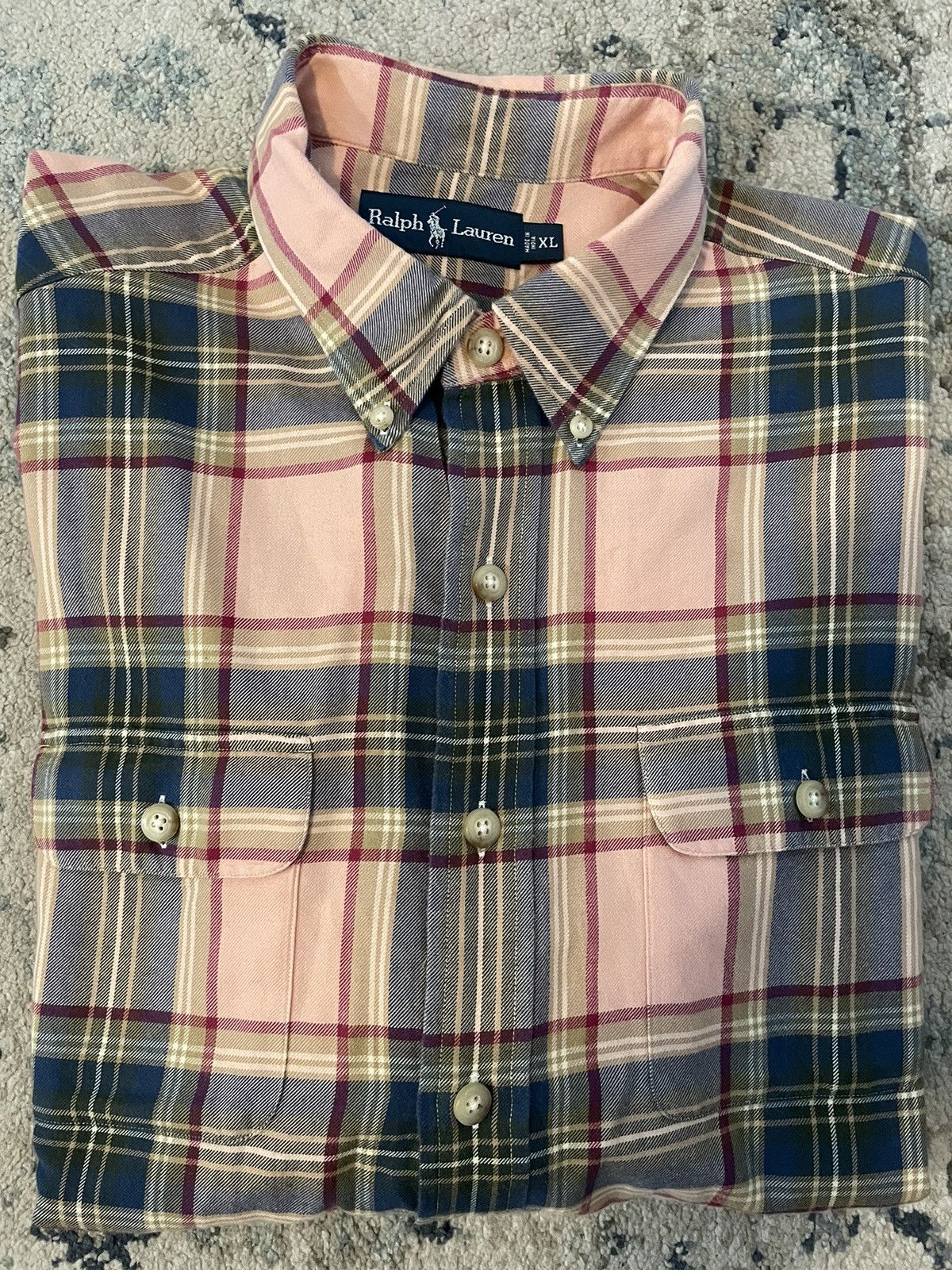 Polo Ralph Lauren × Vintage Patch Pocket Flannel Sport Shirt Size US XL / EU 56 / 4 - 1 Thumbnail
