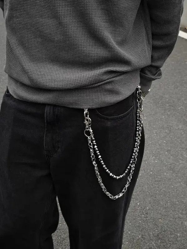 Jewelry Silver Double Chain Wallet Accessory, Men's Chain Size ONE SIZE - 1 Thumbnail