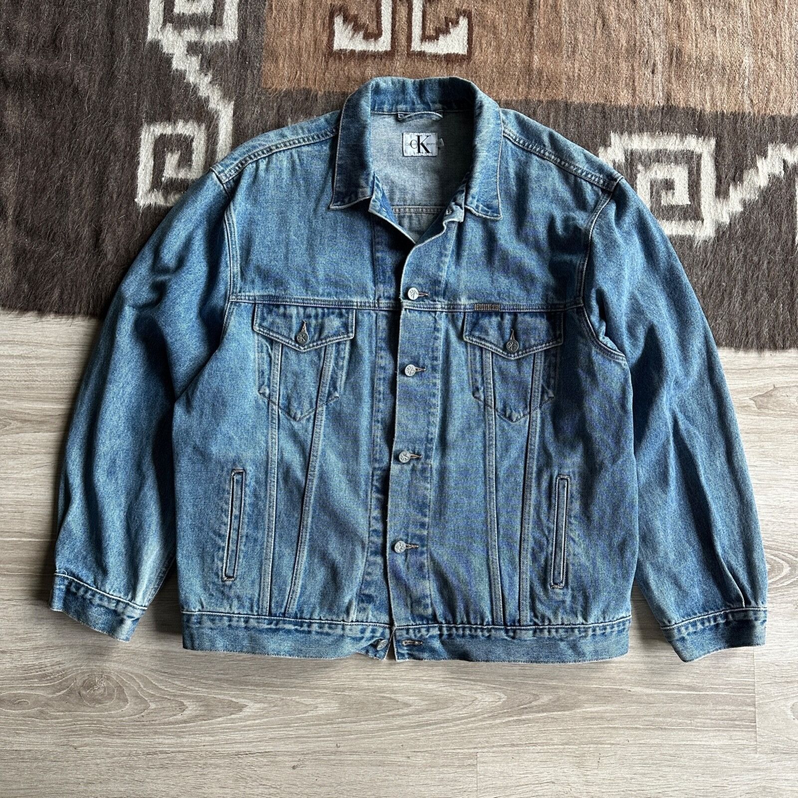 Calvin Klein Calvin Klein USA Made Vintage 90s Men's Light Blue Denim Jac Size US XL / EU 56 / 4 - 1 Thumbnail
