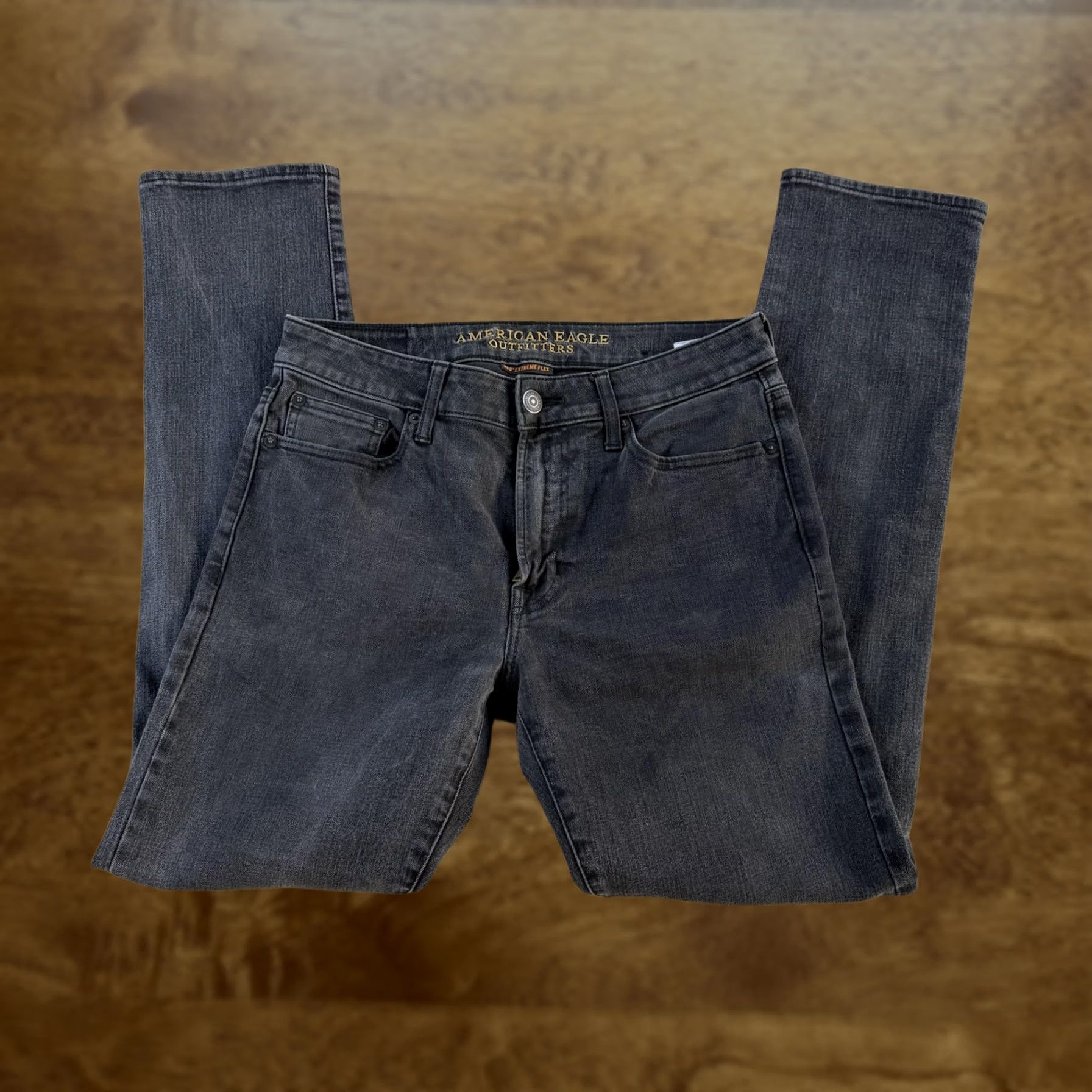 American Eagle Outfitters Mens American Eagle Jeans 31x32 Charcoal Gray Distressed 360 Extreme Flex Size US 31 - 1 Thumbnail