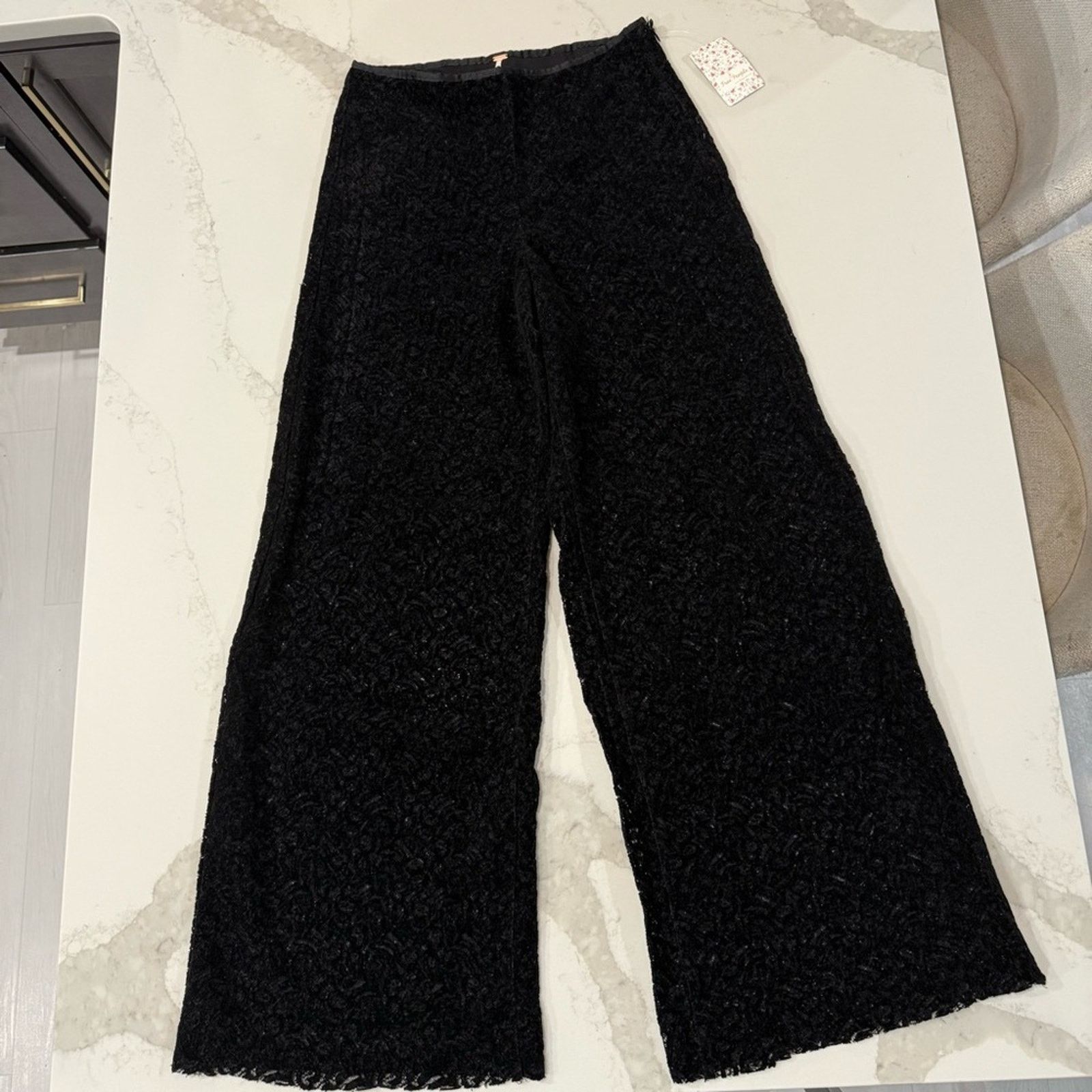 Free People Free People NWT Briana Velvet Lace Wide Leg Pants Womens 6 Size 28" / US 6 / IT 42 - 3 Thumbnail