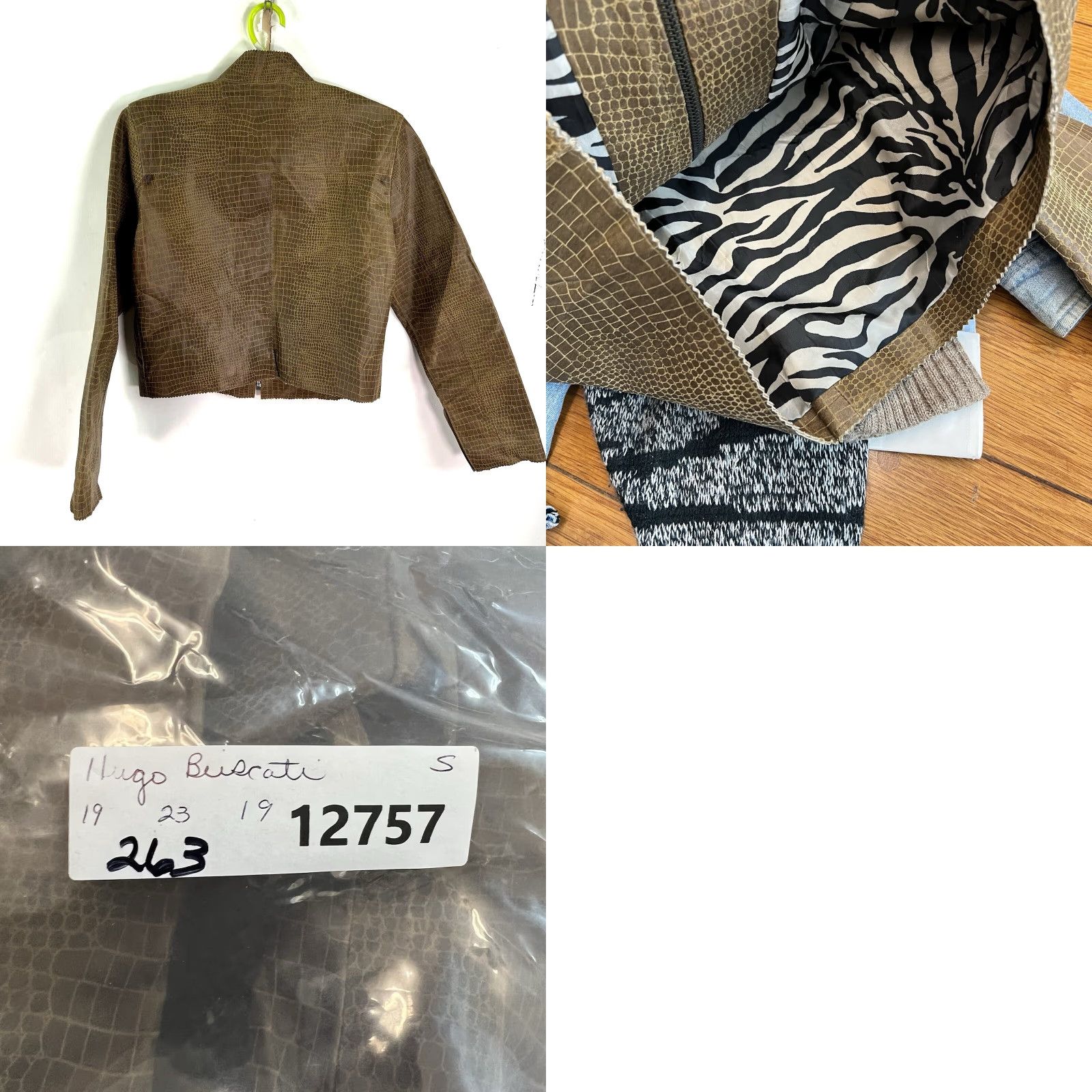 Vintage Hugo Buscati Reptile Snake Print Leather Jacket Womens Small Brown Leather Jacket Womens Small Brown Size S / US 4 / IT 40 - 8 Thumbnail