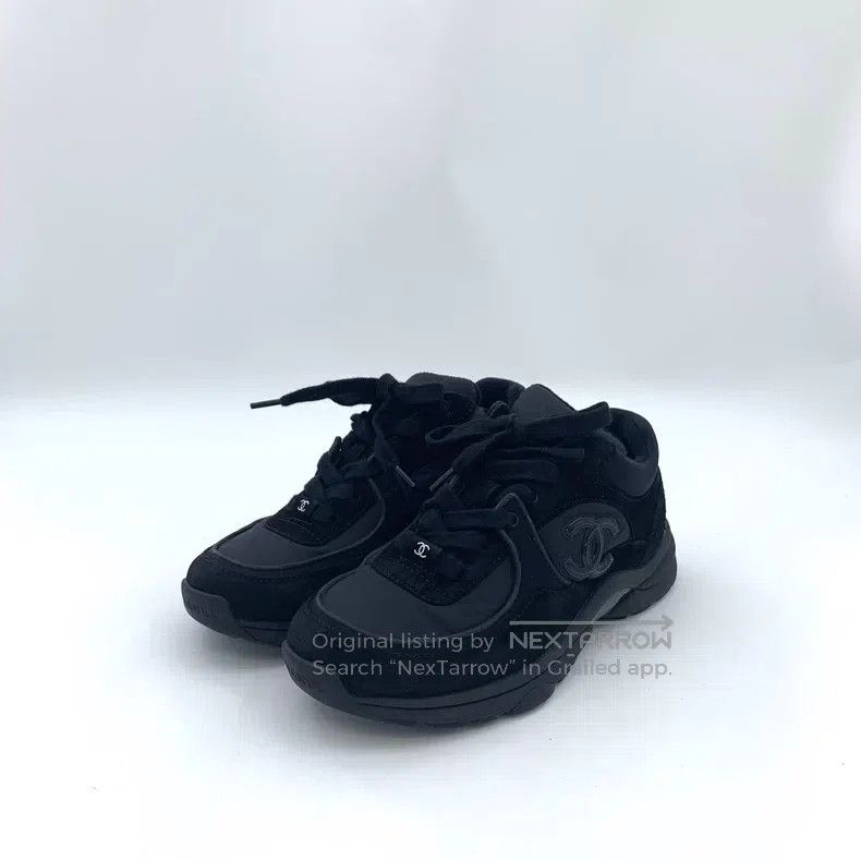 Chanel Chanel Black double C logo lacing casual flat sneakers Size US 6.5 / IT 36.5 - 1 Thumbnail