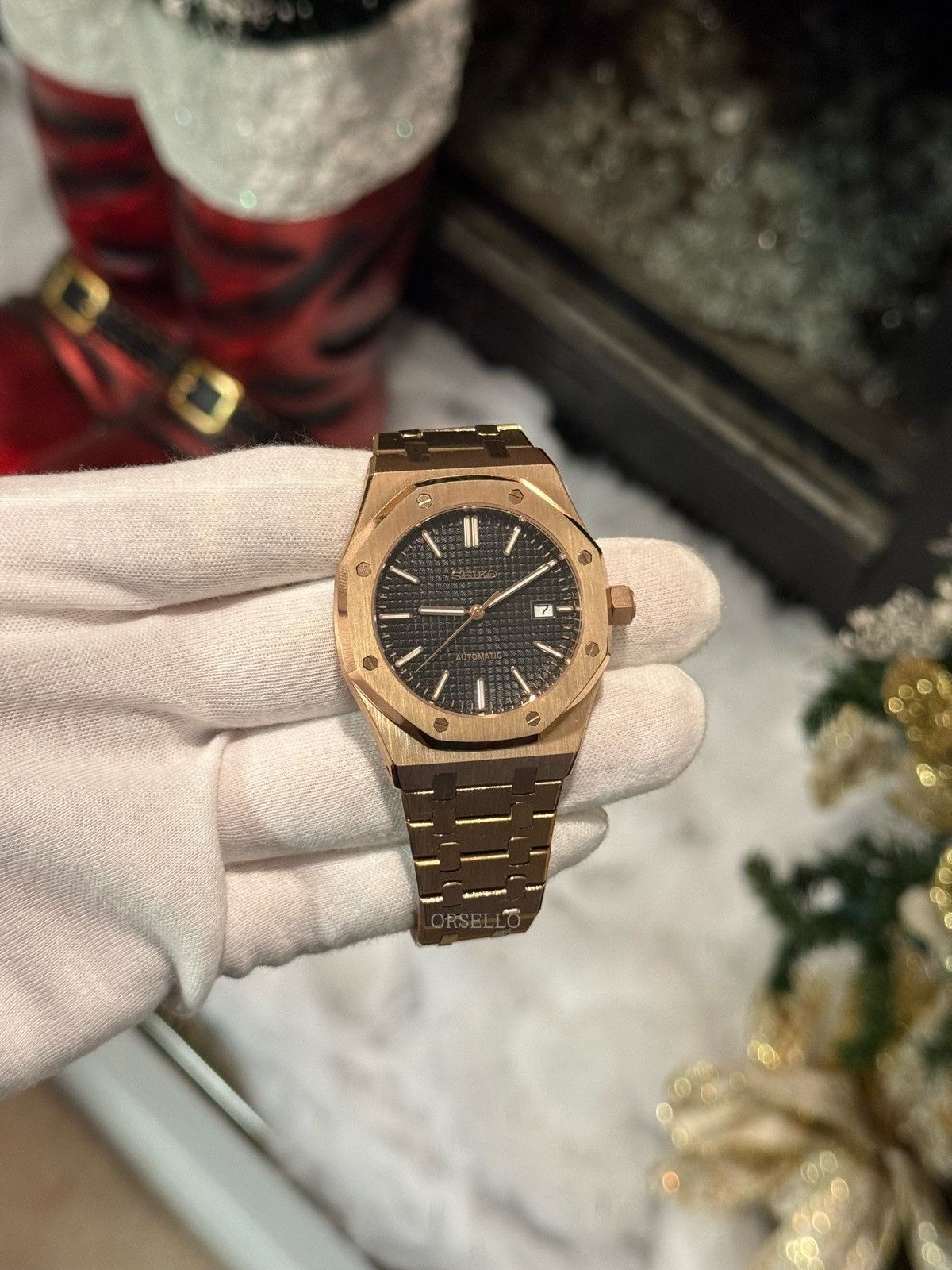 Seiko Seiko watch mod royal oak rose gold Size ONE SIZE - 4 Thumbnail