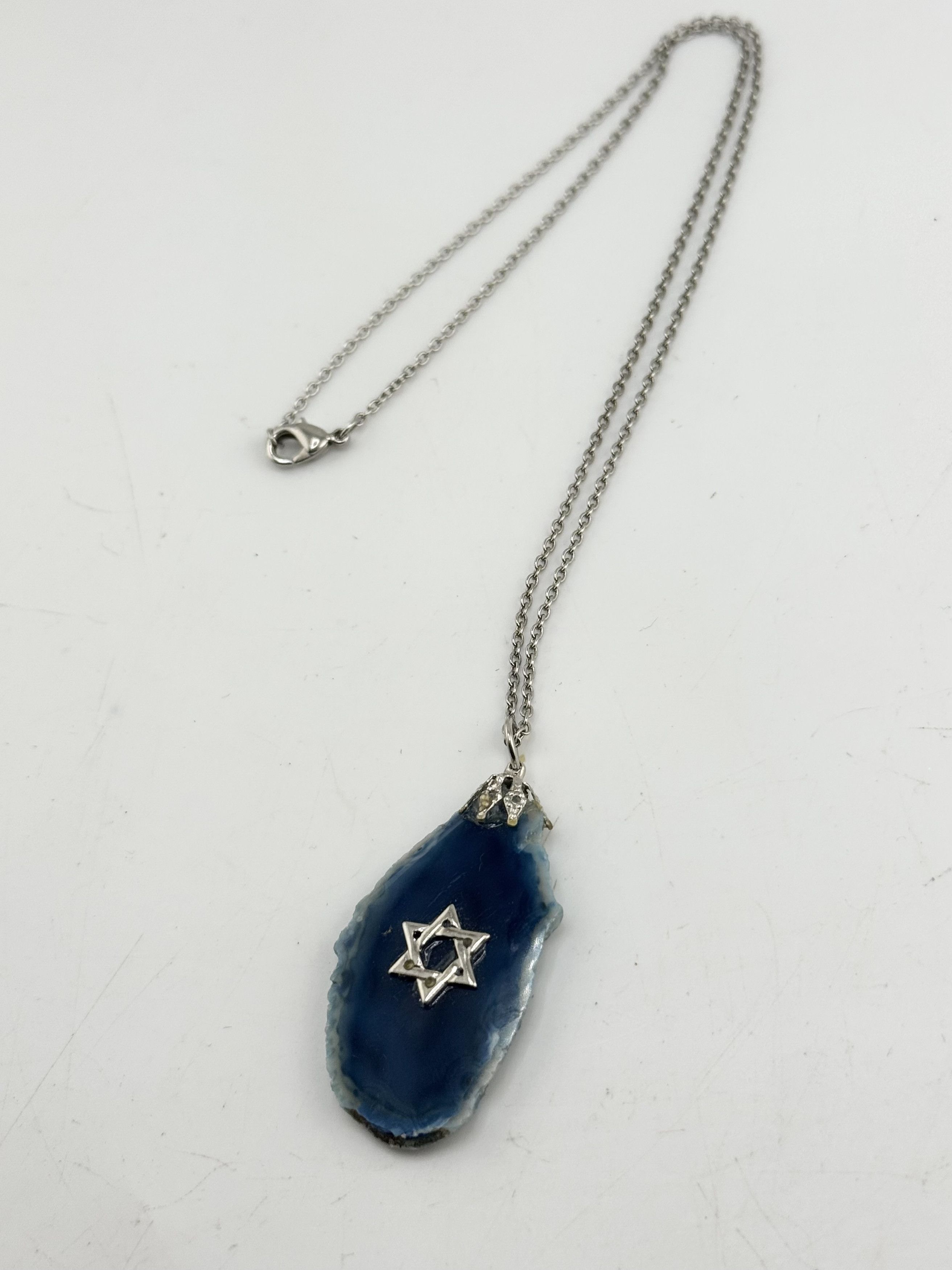 Vintage Vintage blue geode Jewish star necklace Size ONE SIZE - 4 Thumbnail
