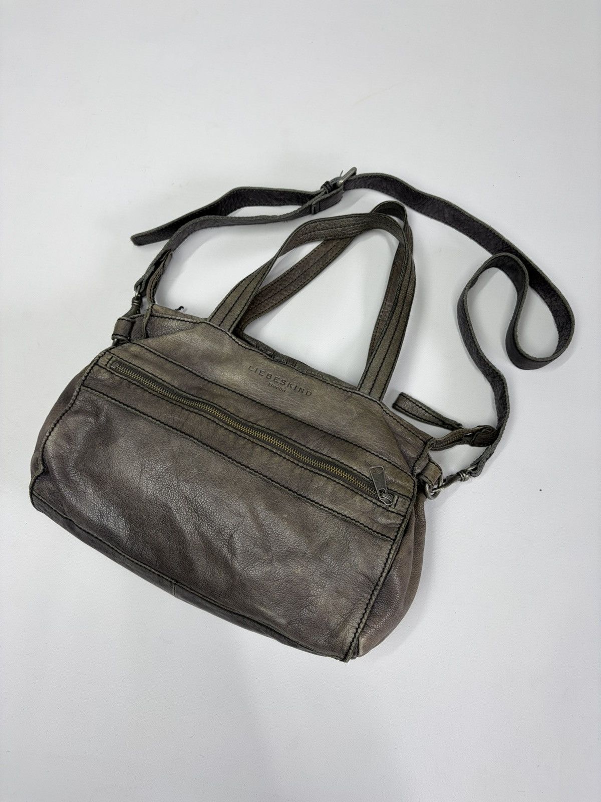 KMRii Oversized Artisan Gray Leather Shoulder Bag Rick Owens Vibe Size ONE SIZE - 4 Thumbnail