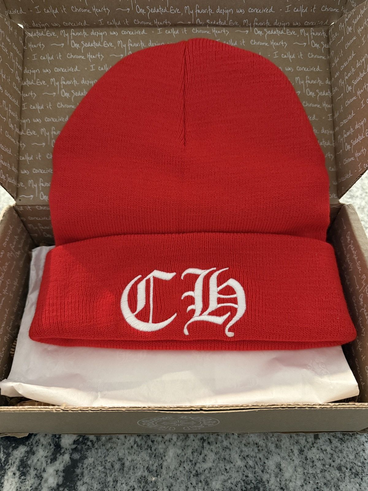Chrome Hearts Chrome Hearts Logo Beanie Red Size ONE SIZE - 1 Thumbnail