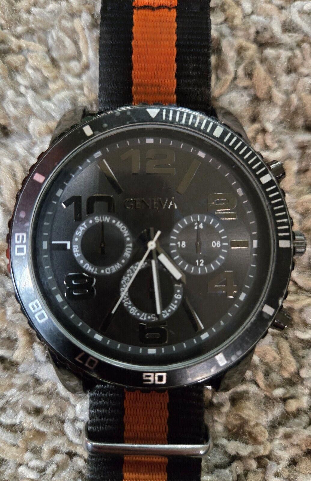 Geneva Mens Geneva Watch 5105 With Black And Orange Band Size ONE SIZE - 5 Thumbnail
