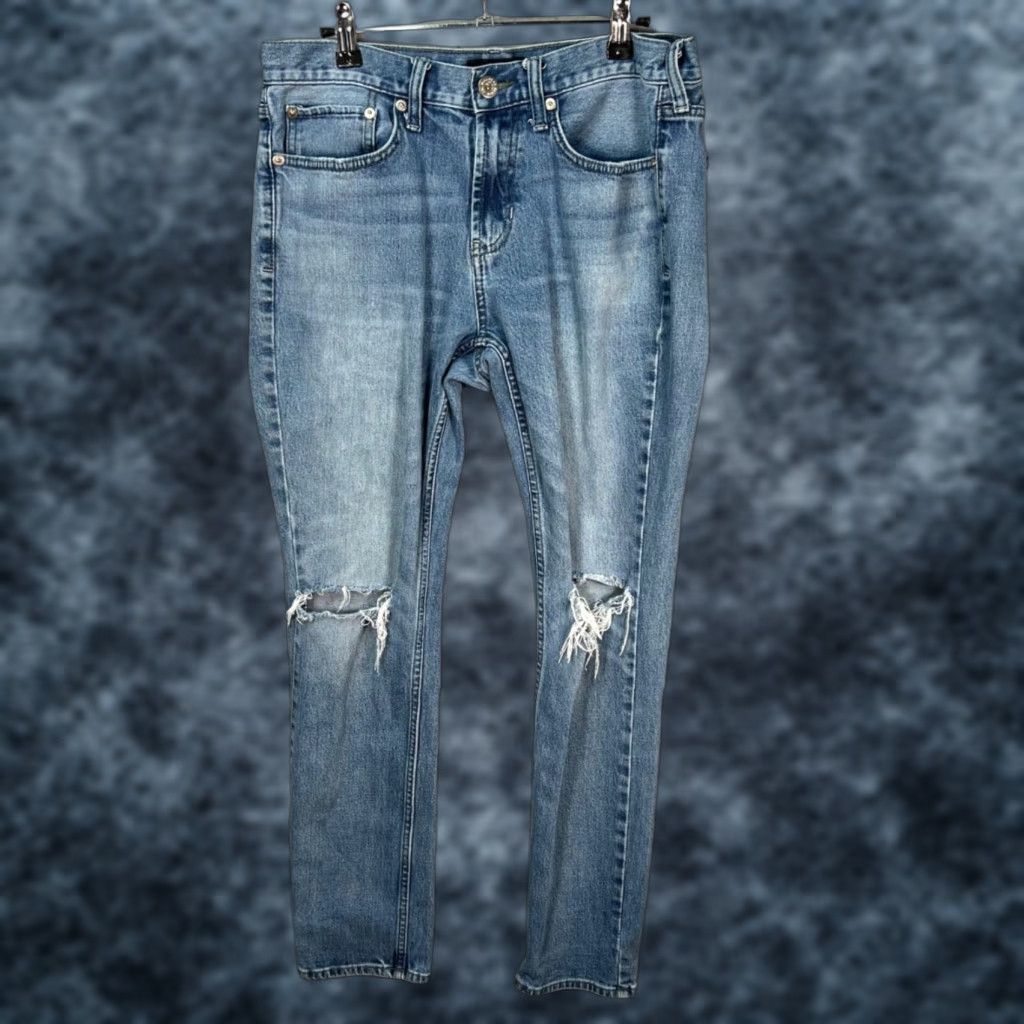 Denime Bullhead Jeans Mens 31 x 30 Denim Skinny Distressed Blue Denim Jeans Size US 31 - 1 Thumbnail