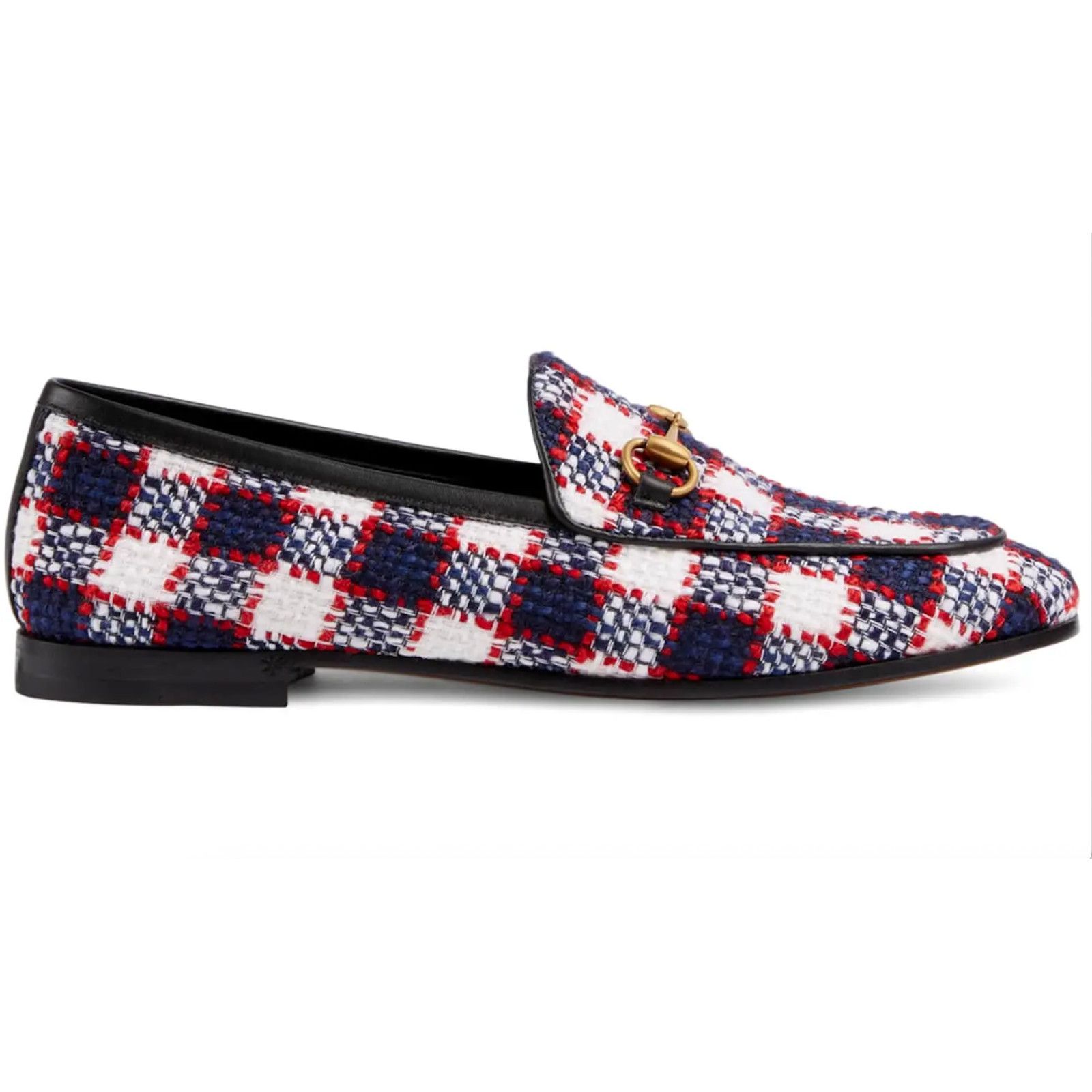 Gucci Gucci New Jordaan Blue Red White Black Tweed Check Size US 6 / IT 36 - 1 Thumbnail