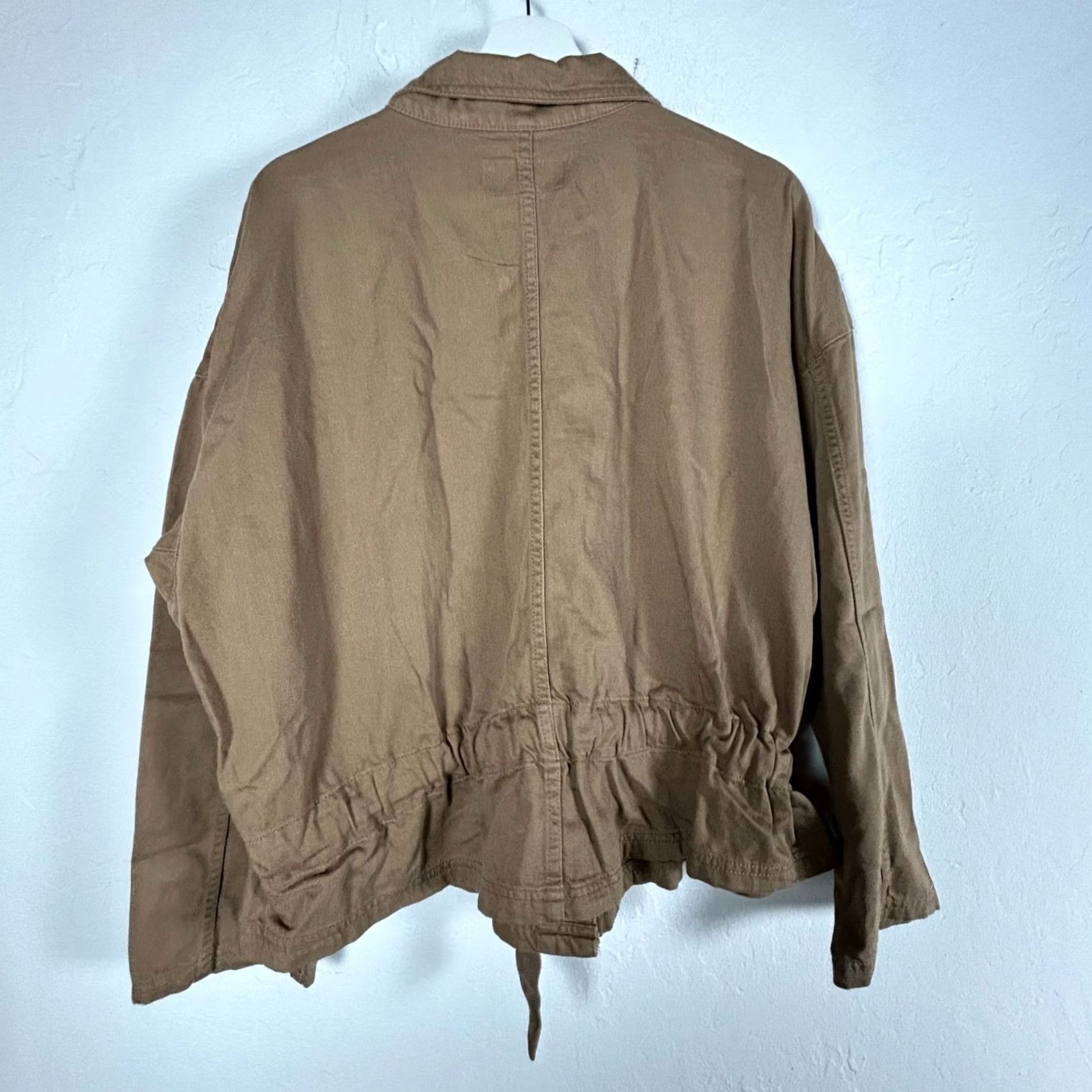 Vintage Time And Tru Jacket Womens XL Brown Utility Snap Front Pockets Drawstring Waist Size XL / US 12-14 / IT 48-50 - 2 Thumbnail