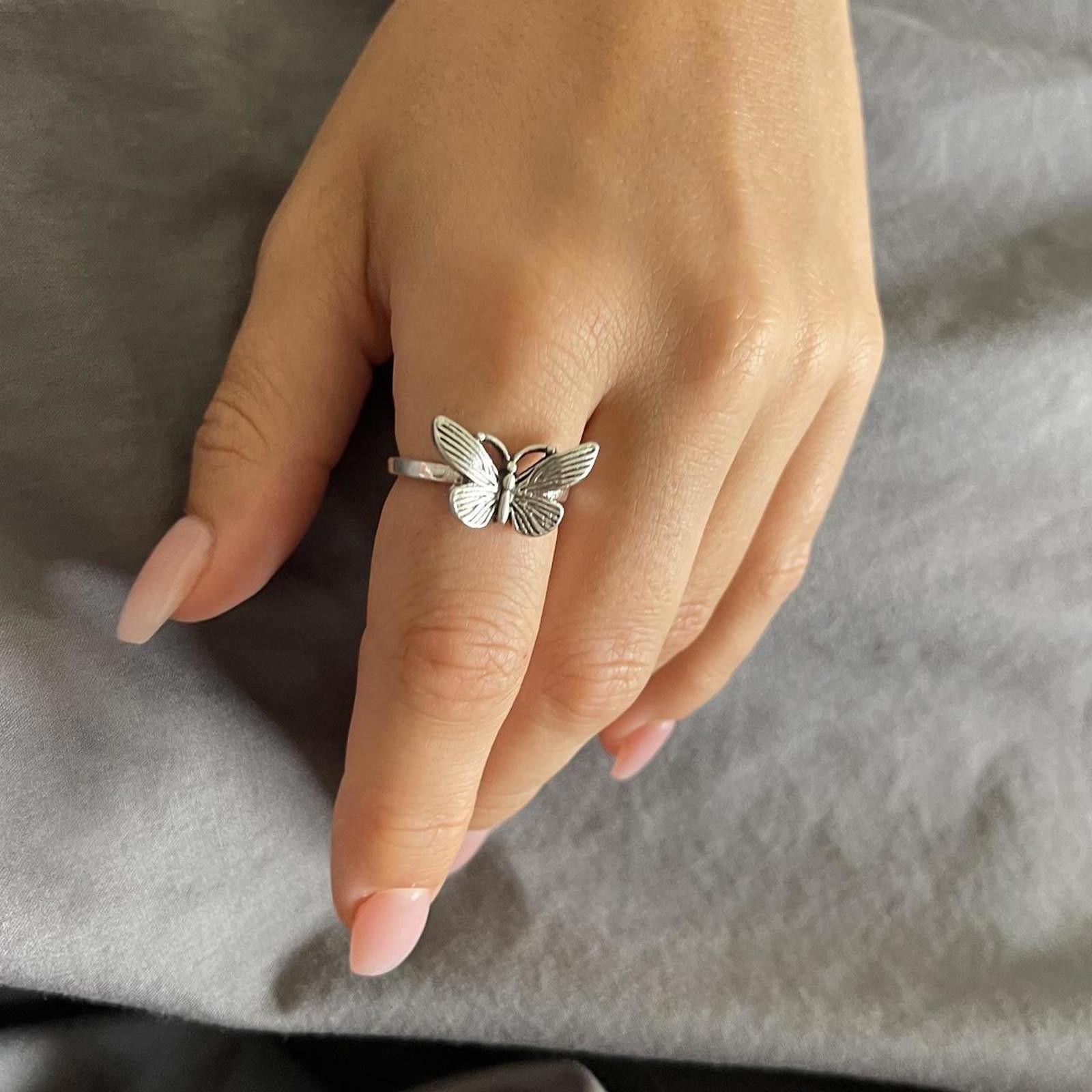 Rip Curl Silver alloy butterfly ring Size ONE SIZE - 3 Thumbnail