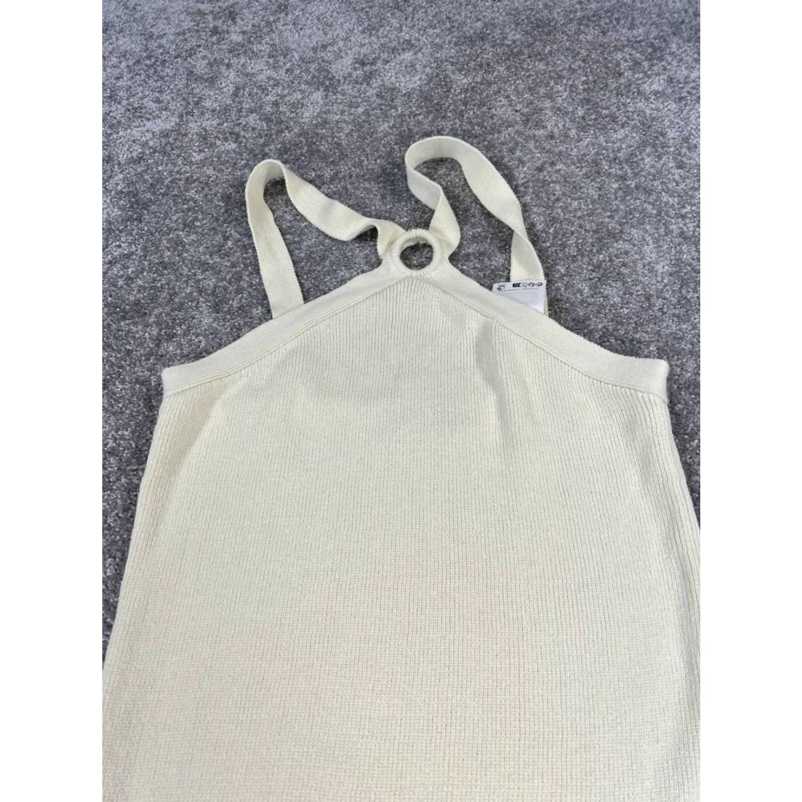 Vintage Mng Cotton Knit Midi Dress Womens Large Beige Sleeveless Cowl Neck Casual Summer Size L / US 10 / IT 46 - 2 Thumbnail