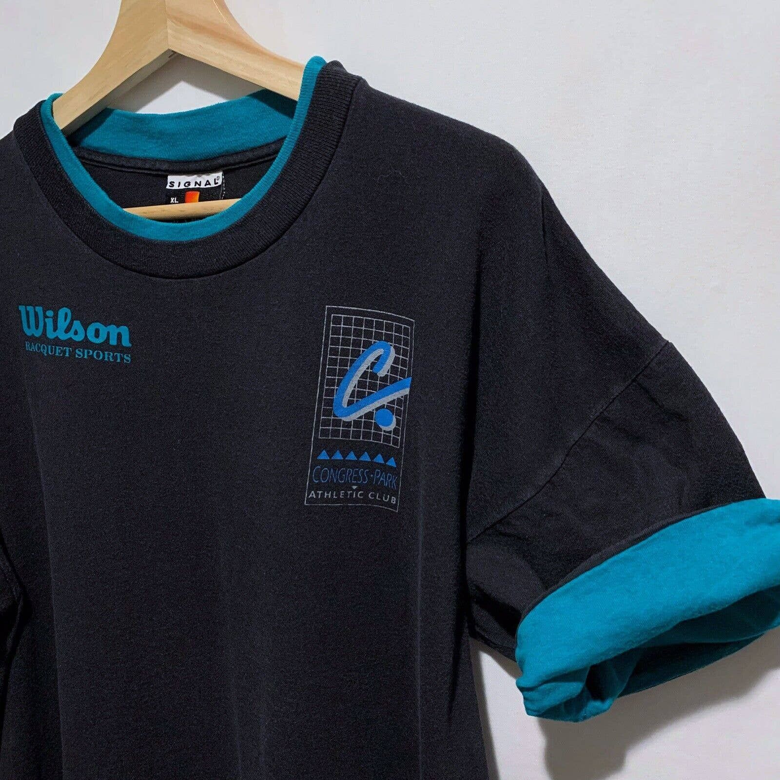 Vintage Vintage 90s Wilson Racquet Sports Rare T Shirt Size XL Black Size US XL / EU 56 / 4 - 7 Thumbnail