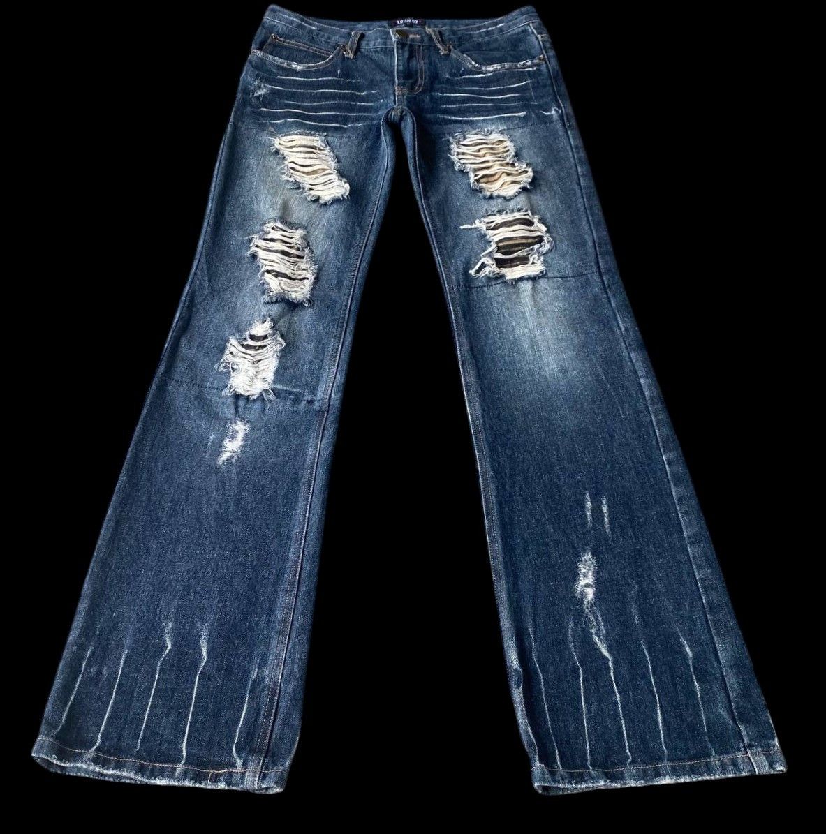 LOWBOX ARCHIVE Lowbox "Shredded" Distressed Flare Cyberpunk Size US 29 - 3 Thumbnail