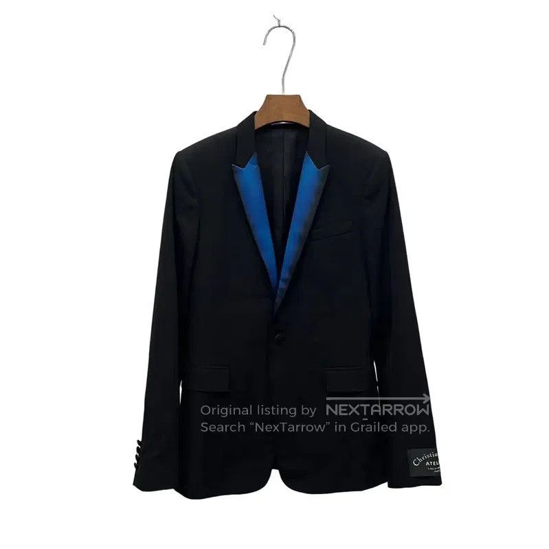 Dior Dior Black Men's Jacket with Blue Lapels . Size US M / EU 48-50 / 2 - 2 Thumbnail