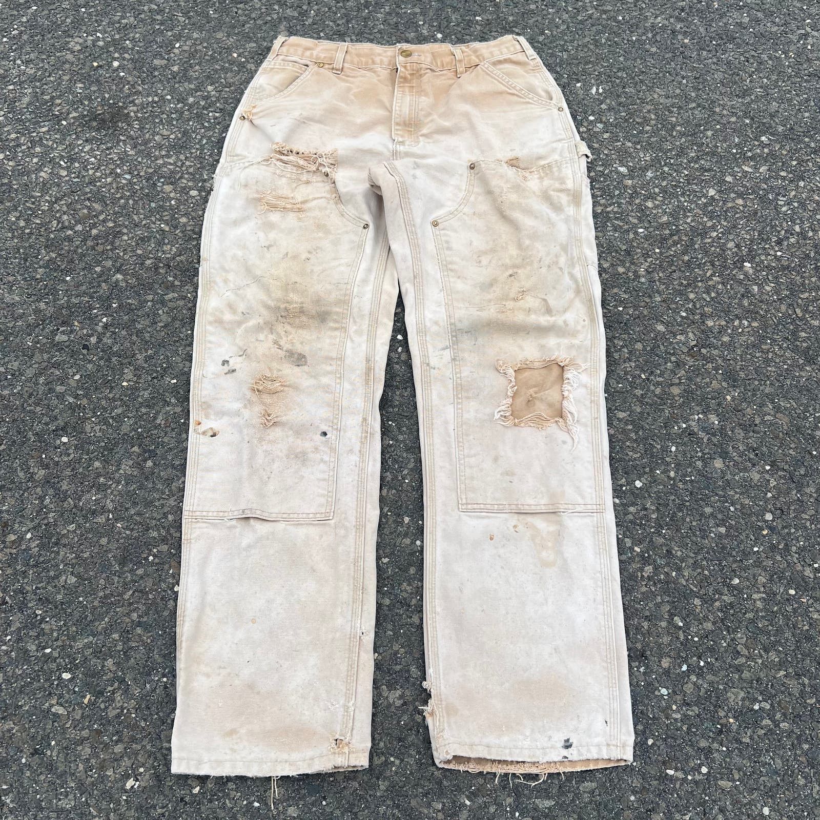 image of Brown Carhartt Double Knee Work Wear Carpenter Pants, Men's (Size 32)
