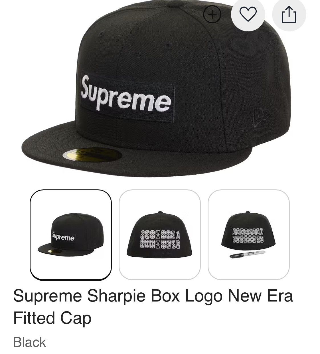 Supreme Box Logo Sharpie Hat Black Fitted 7 5/8