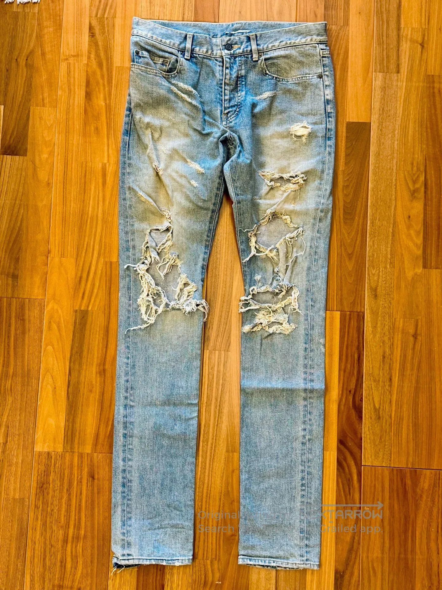Saint Laurent Paris Distressed Blue Denim Jeans Size 30. Size US 30 / EU 46 - 1 Thumbnail