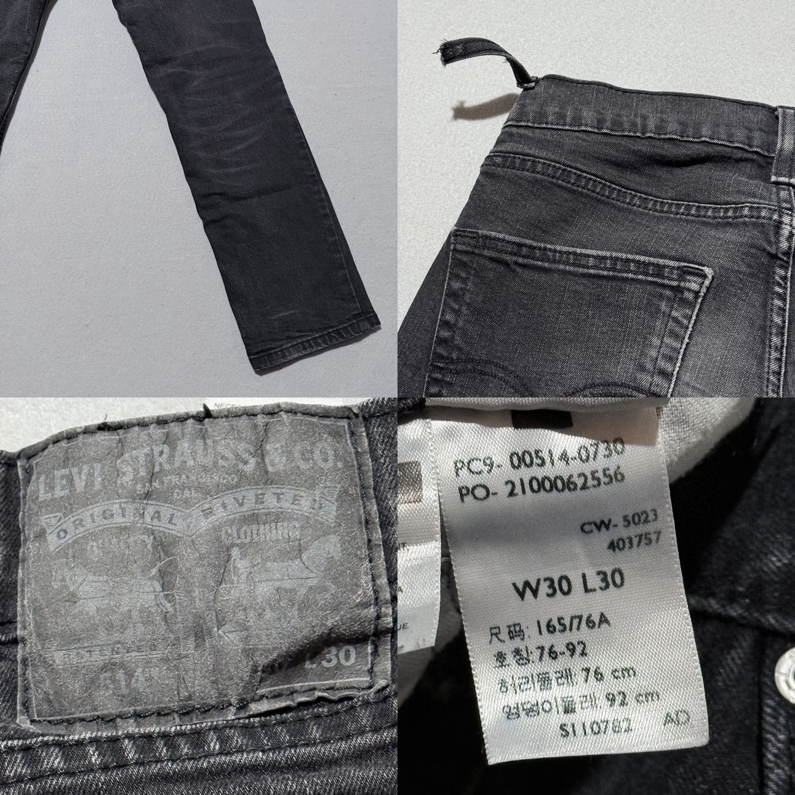 Levi's Levi's 514 Jeans Men Slim Mid 30x30 Black Distressed Straight Denim Jeans Size US 30 / EU 46 - 8 Thumbnail