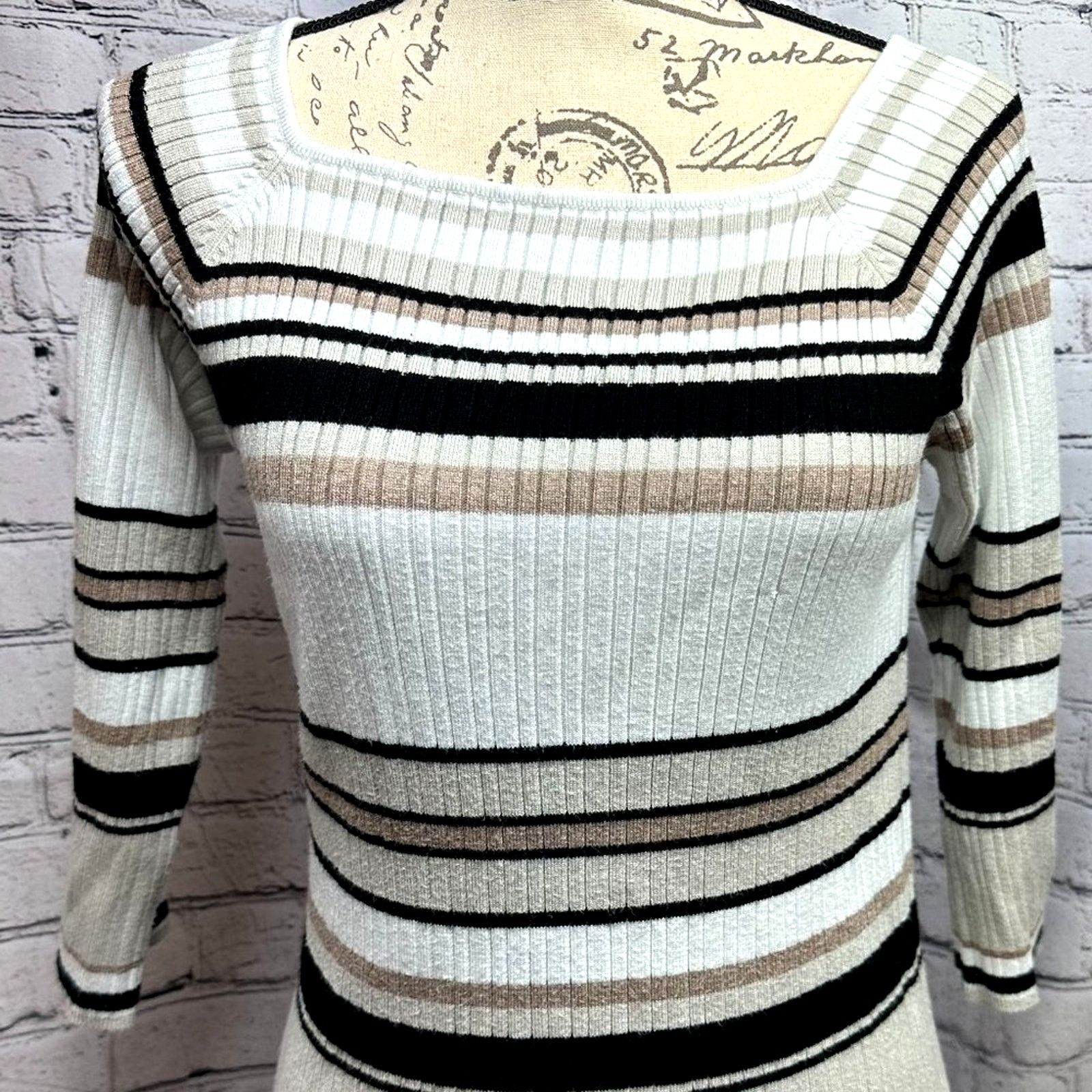 Other Linda Matthews Pullover Striped Sweater Square Neck L Size L / US 10 / IT 46 - 3 Thumbnail