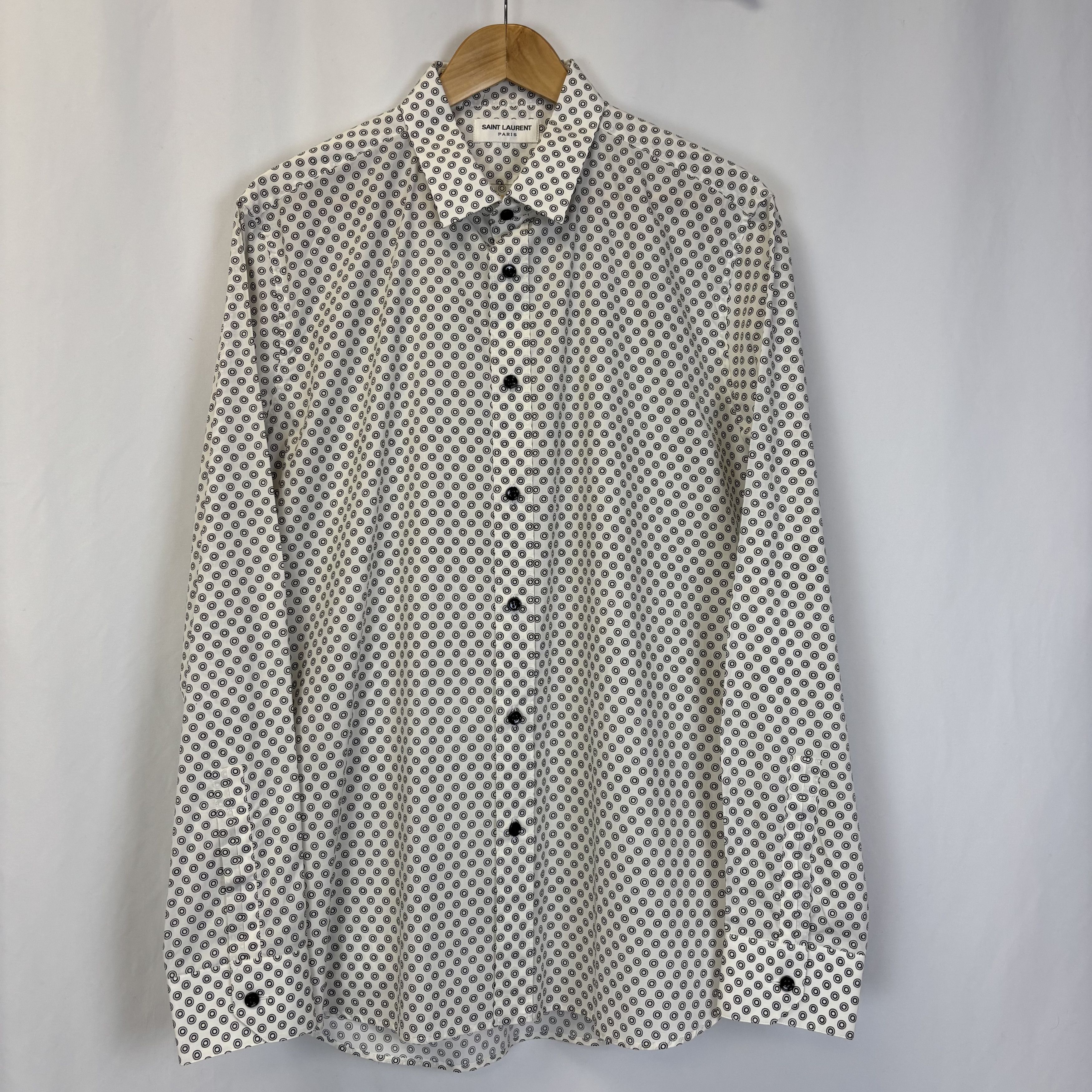 Saint Laurent Paris Saint Laurent White Geometric Circles Shirt Size US XL / EU 56 / 4 - 1 Thumbnail