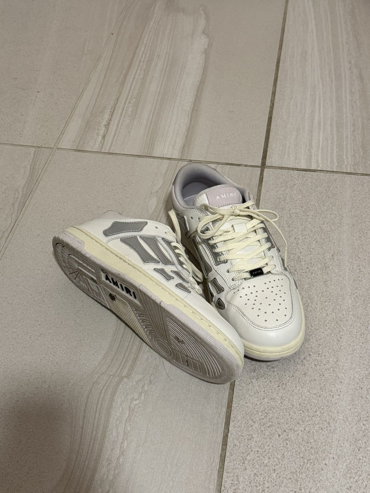 Amiri Amiri White & Silver Metallic Skel Top Sneakers Size US 7 / EU 40 - 6 Thumbnail