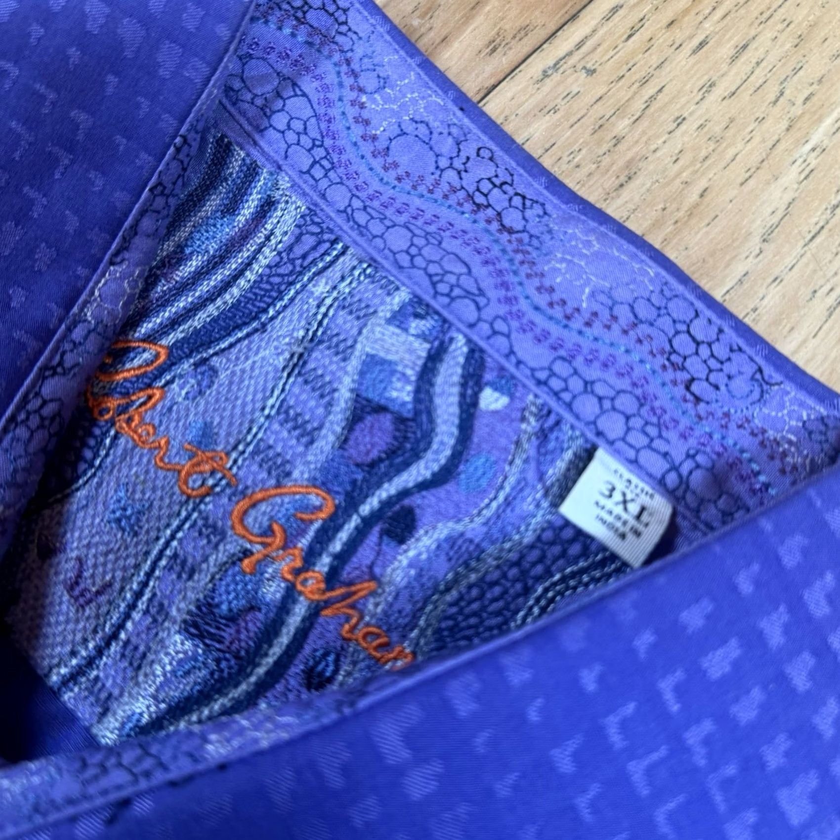 Robert Graham Robert Graham Button Shirt Mens 3XL Purple Geometric AOP Short Sleeve Size US XXL / EU 58 / 5 - 3 Thumbnail