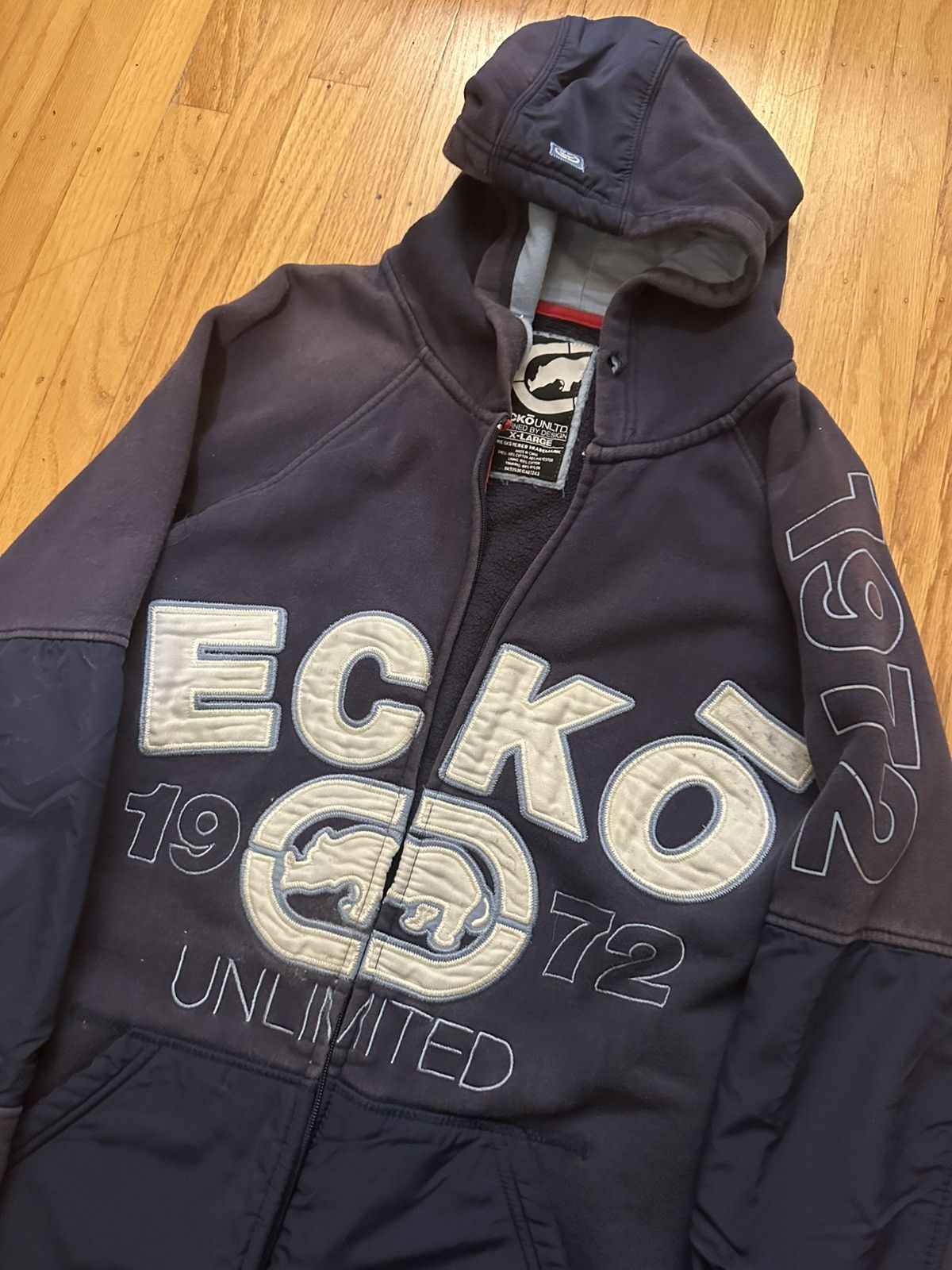 Ecko Unltd. Ecko UNLTD Navy/White Zip Up Hoodie Size US XL / EU 56 / 4 - 5 Thumbnail