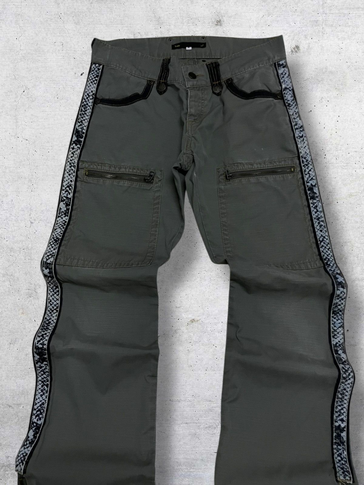 Japanese Brand ICON 1990S JAPAN DESIGNERI BUSHPANT SNAKE SIDETAPE LGB PANT Size US 30 / EU 46 - 4 Thumbnail