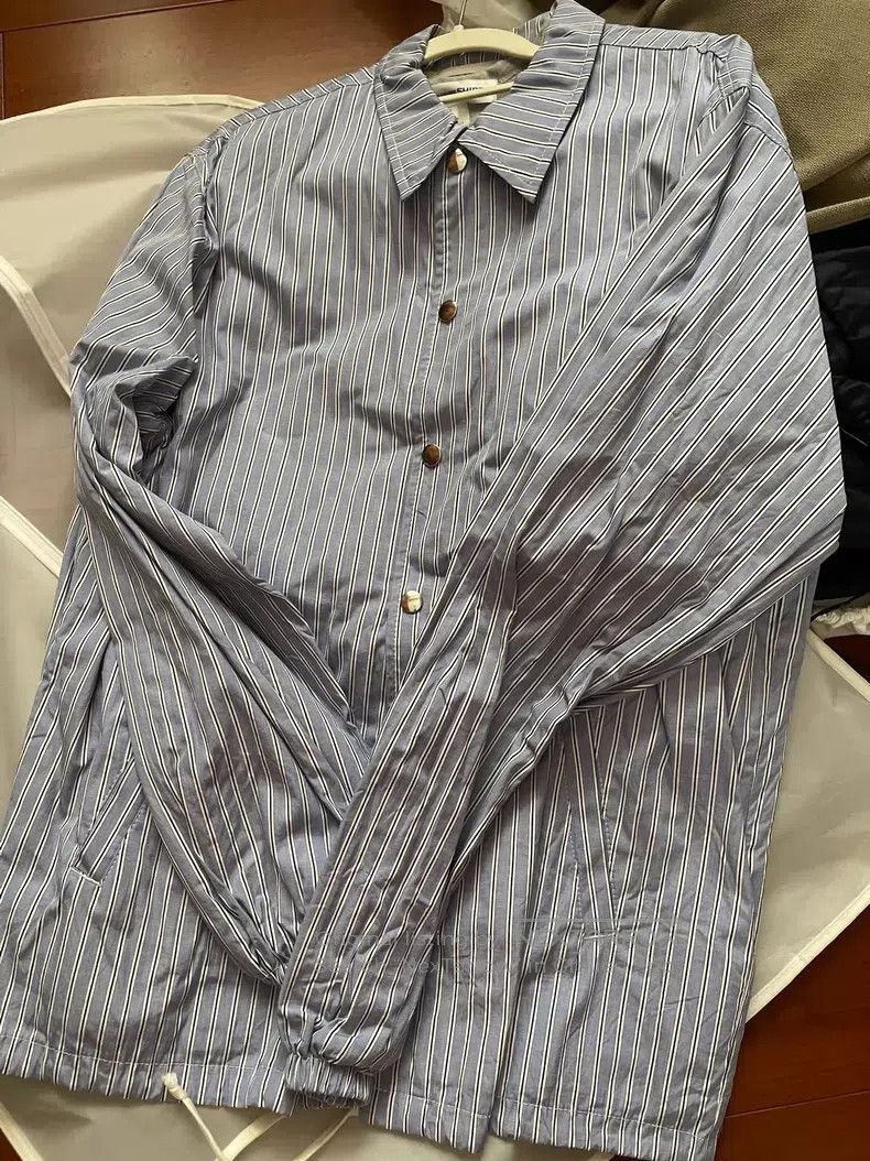Comme des Garcons Comme Des Garcons Navy and White Striped Shirt Jacket Coac Size M / US 6-8 / IT 42-44 - 2 Thumbnail