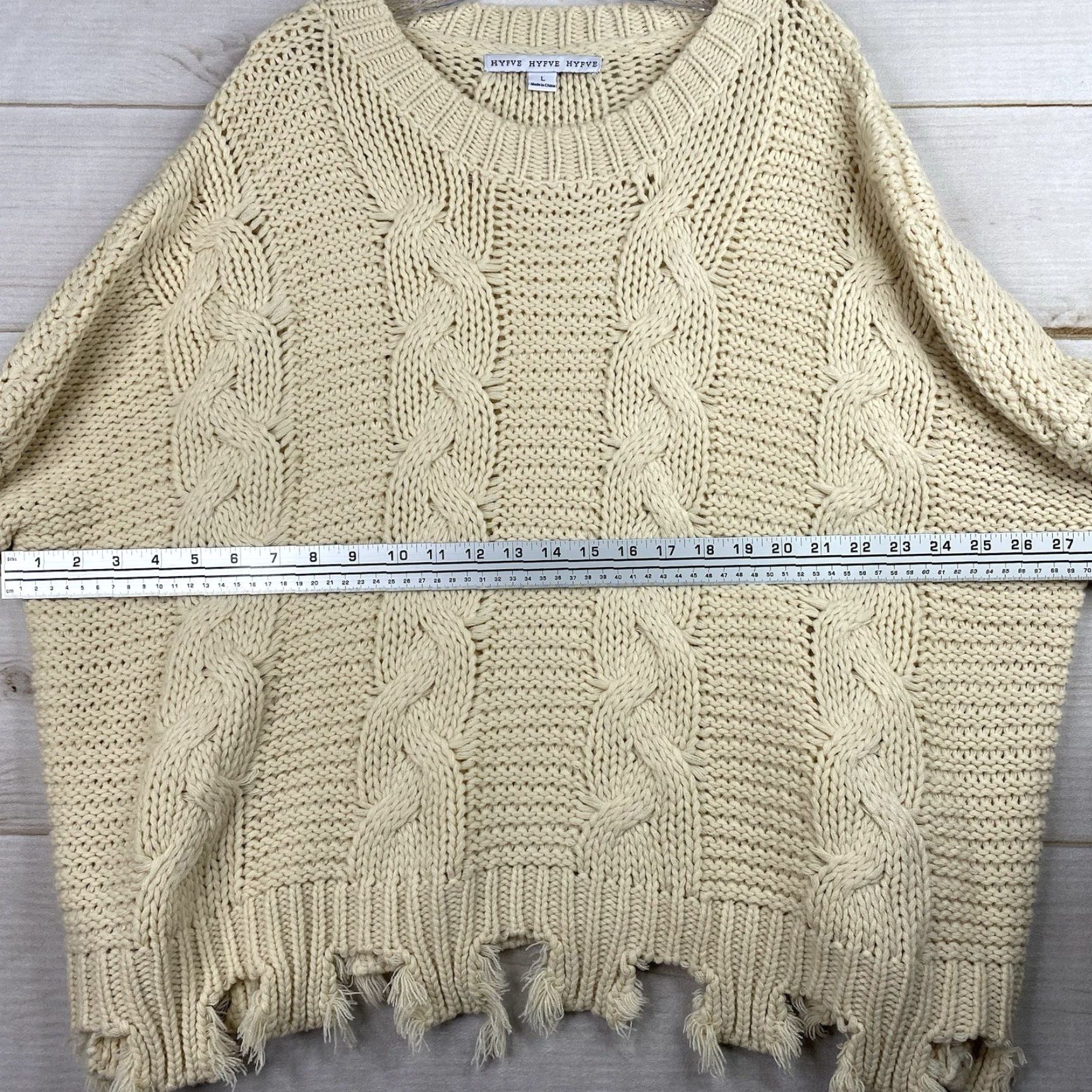 Vintage HYFVE Chunky Knit Sweater Womens L Cream Oversized Fringe Boho Dolman Sleeve Cardigan Size L / US 10 / IT 46 - 5 Thumbnail