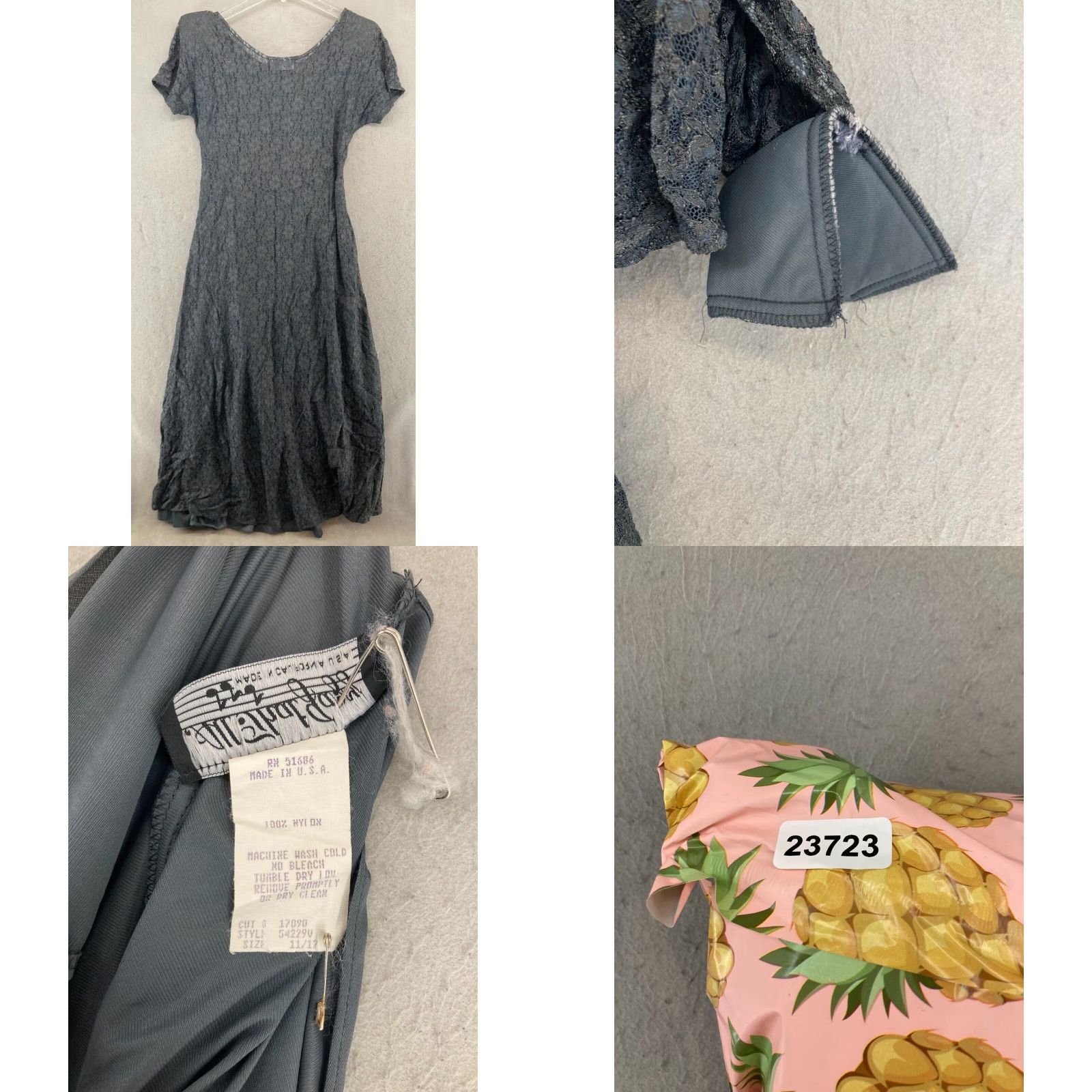 Vintage VINTAGE All That Jazz Maxi Dress 11/12 Gray Lace USA Made Cap Sleeve Casual Womens Size L / US 10 / IT 46 - 8 Thumbnail