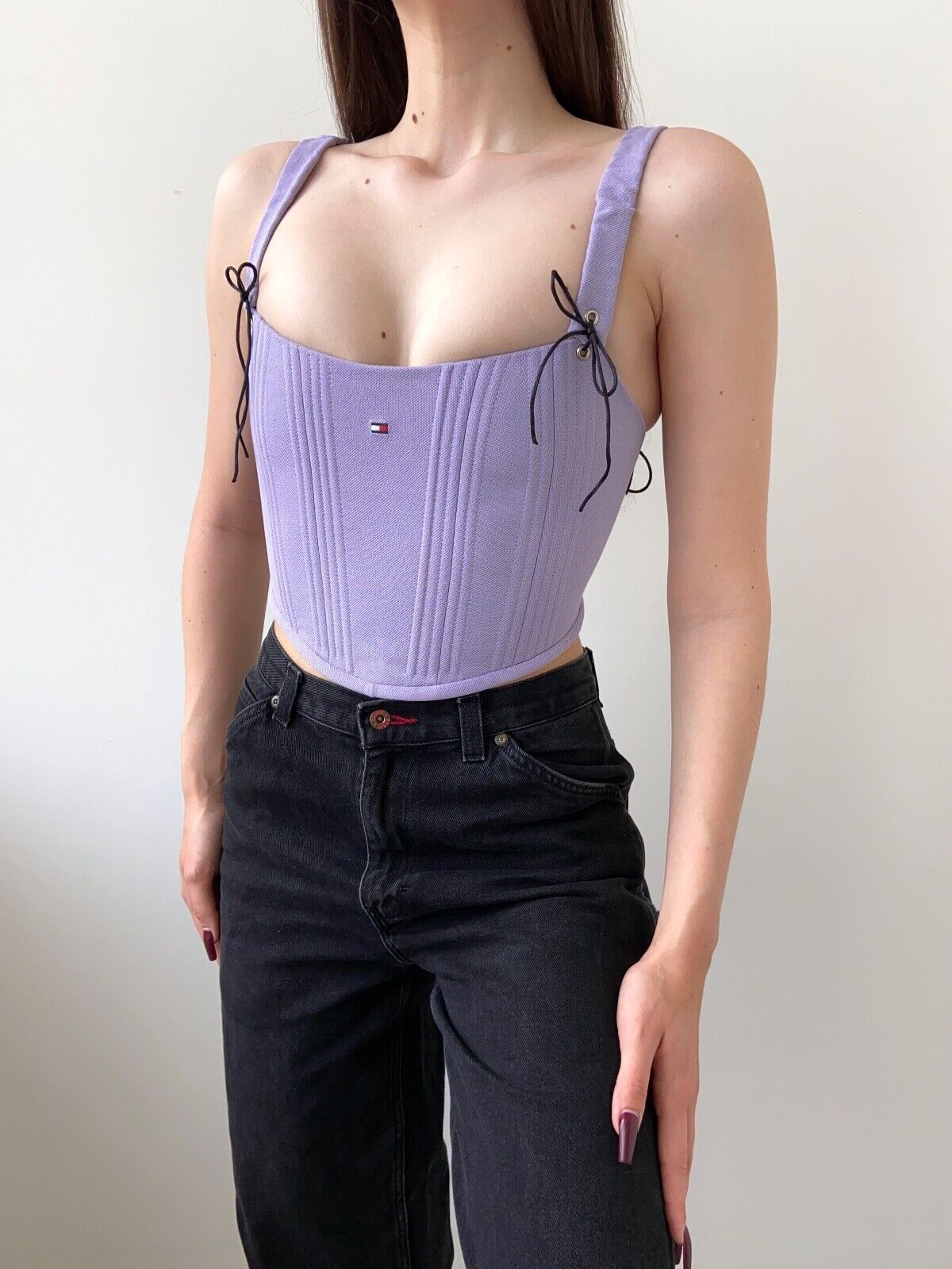 Handmade Handmade Tommy Hilfiger Purple Women's Tank Crop Top Corset Size S / US 4 / IT 40 - 7 Thumbnail