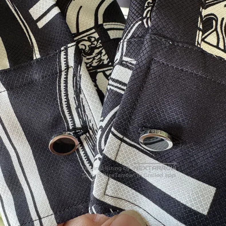 Hermes Hermes Black and White Chain Print Silk Shirt, Classic Bla Size XS / US 0-2 / IT 36-38 - 9 Thumbnail