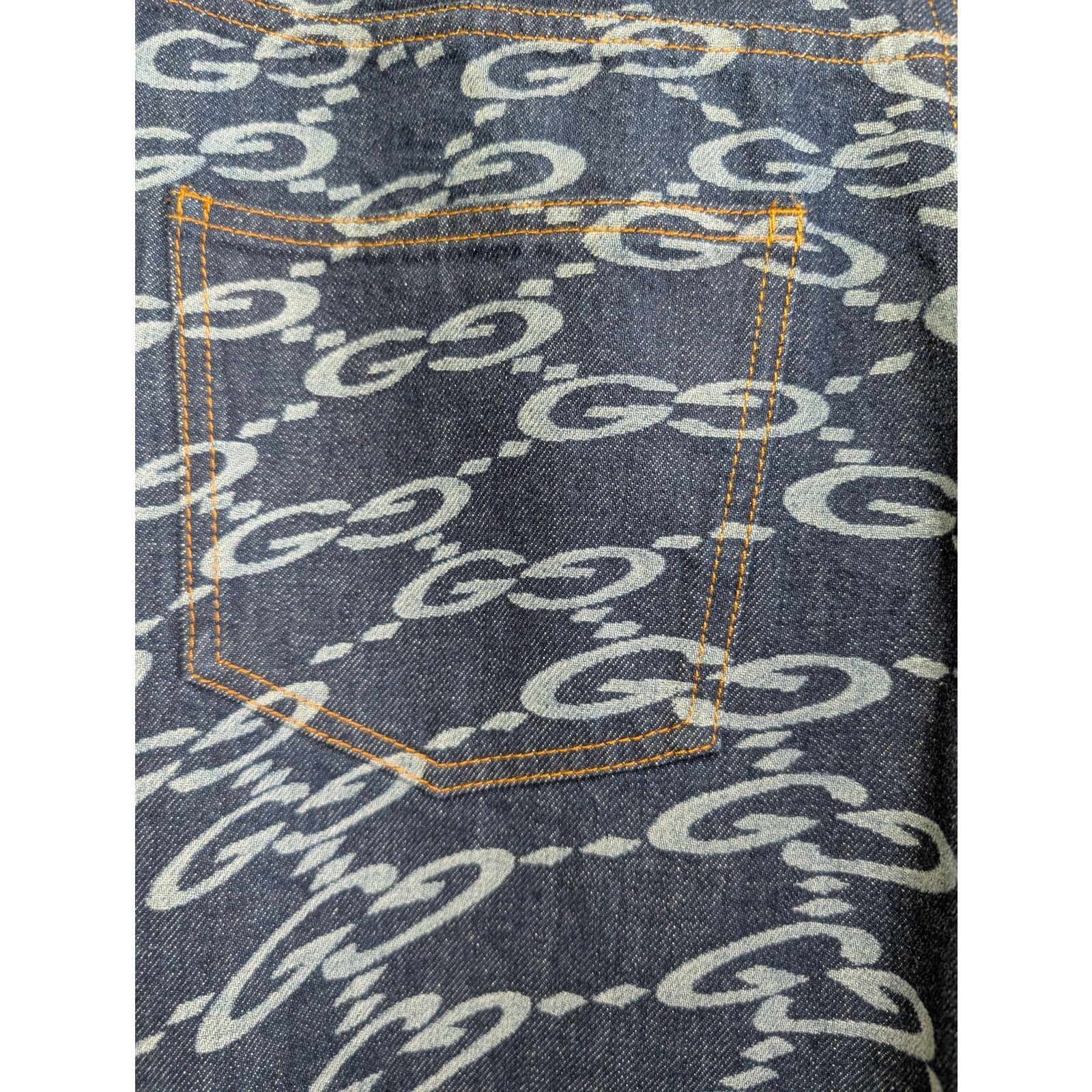 Gucci o1rshd1 ECO Org GG Distorted Laser Pant in Dark Blue Size US 32 / EU 48 - 11 Thumbnail