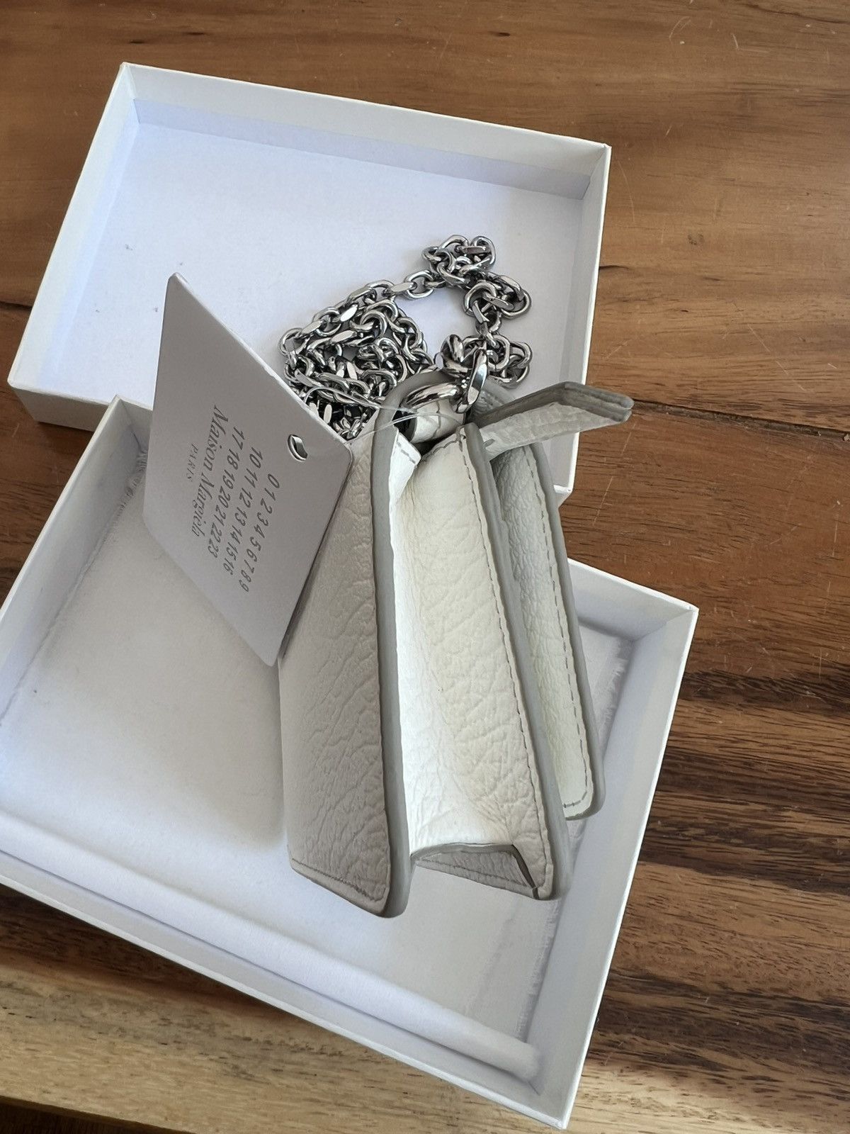 Maison Margiela Maison Margiela Four Stitches leather chain wallet White Size ONE SIZE - 8 Thumbnail