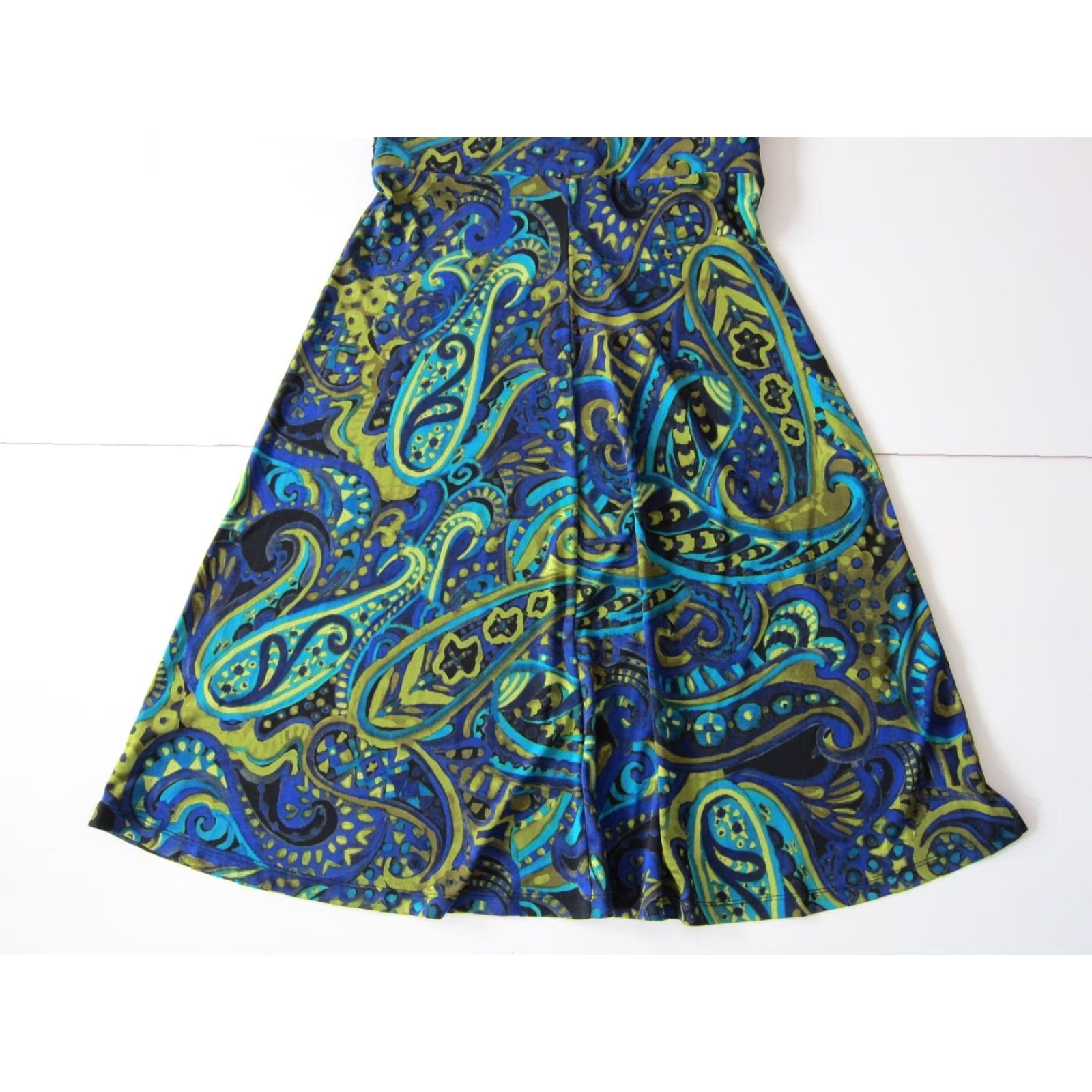 Vintage R&K Blue Green Black Yellow Stretch Sleeveless Empire Waist Tank Dress Small Size S / US 4 / IT 40 - 6 Thumbnail