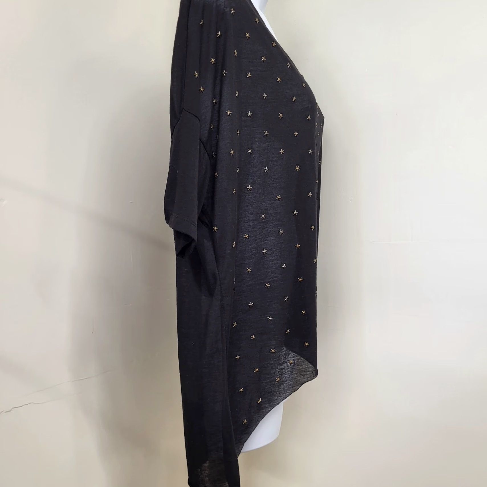 Vintage UMGEE USA Top Womens Large Black Stars Short Sleeve Semi-Sheer Shirt Ladies T-Shirt Raglan Sleeve Casual Size L / US 10 / IT 46 - 5 Thumbnail