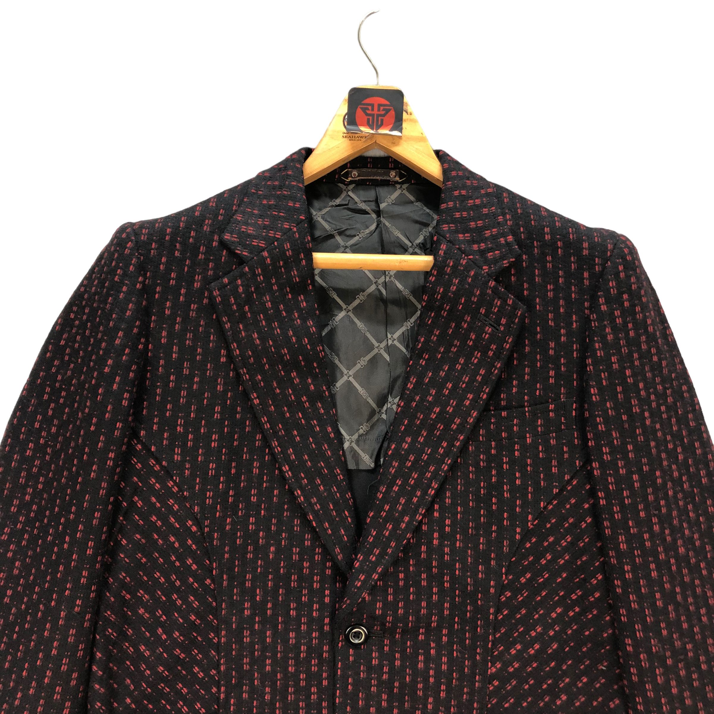 Japanese Brand GENUINE ROYAL RED CHAIN WOOL BELTED BLAZERS #7307-128 Size 38R - 2 Thumbnail