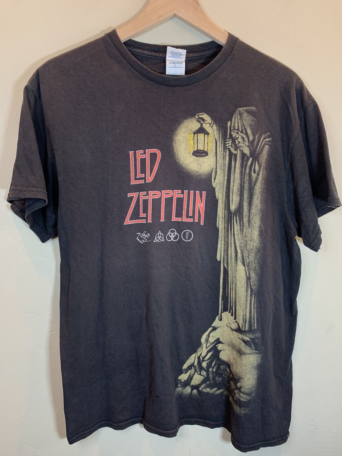 RARE* Led Zeppelin Zoso Wizard Art Big Print Band T-Shirt L